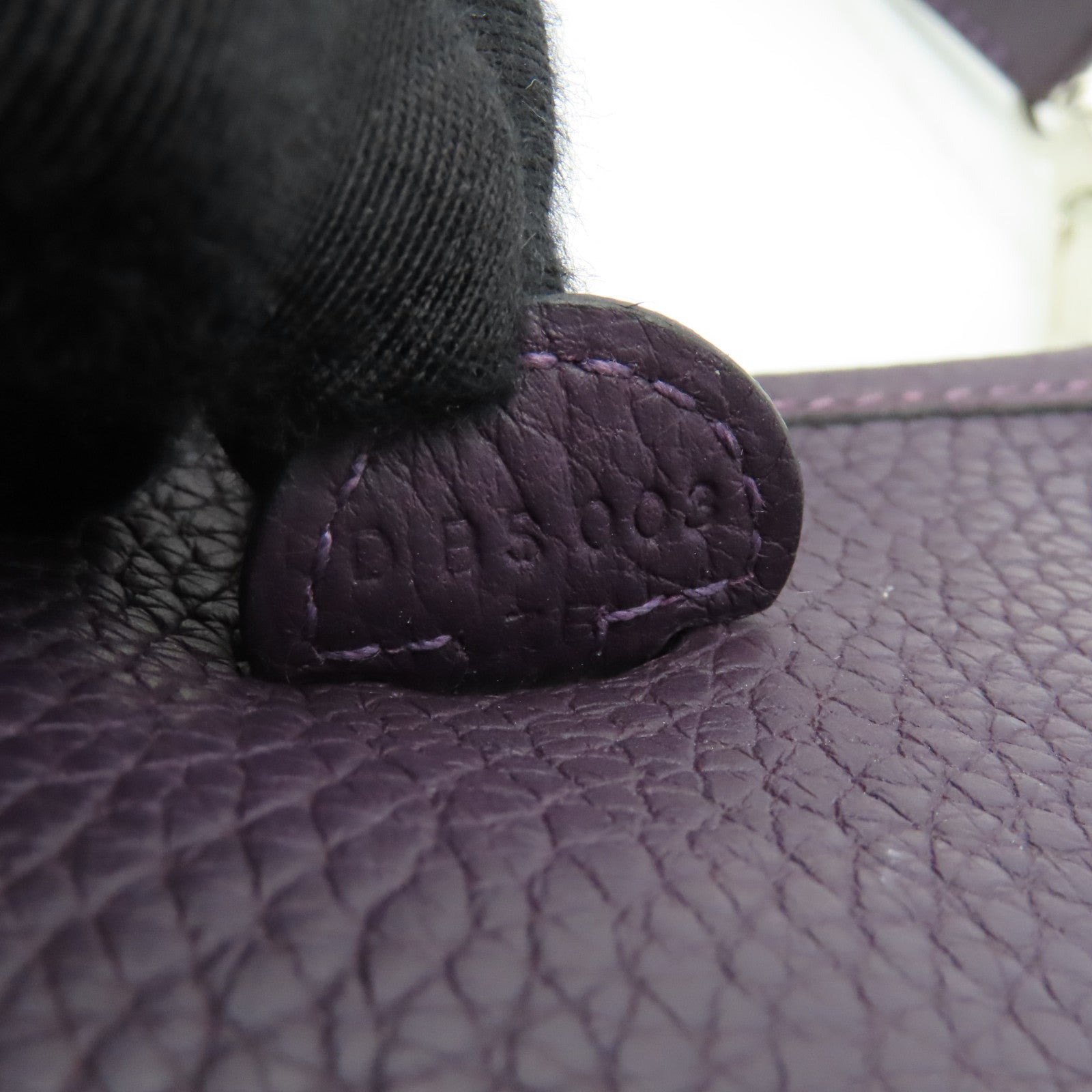 HERMES Clemence皮革Evelyne TPM銀扣肩背袋紫色