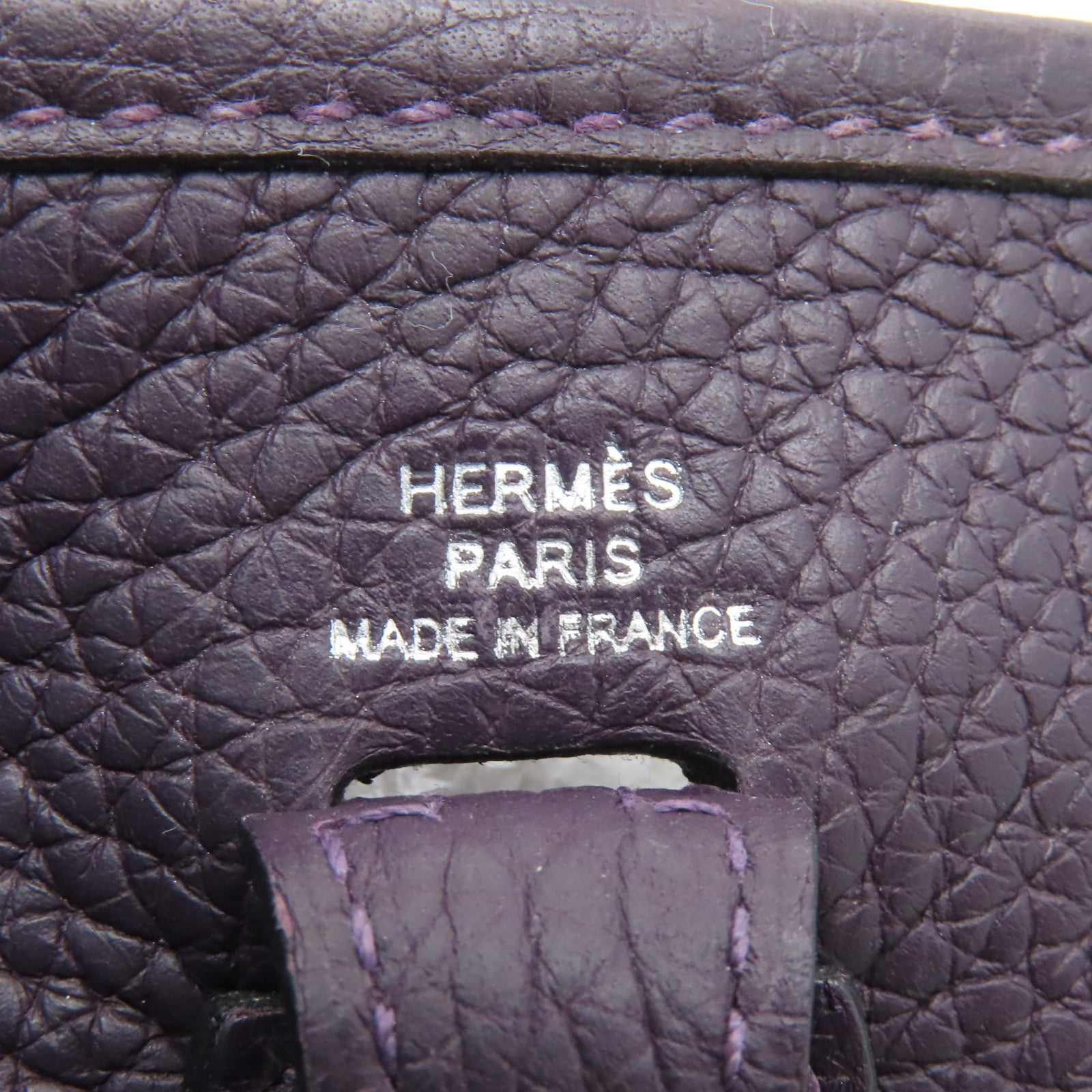 HERMES Clemence皮革Evelyne TPM銀扣肩背袋紫色