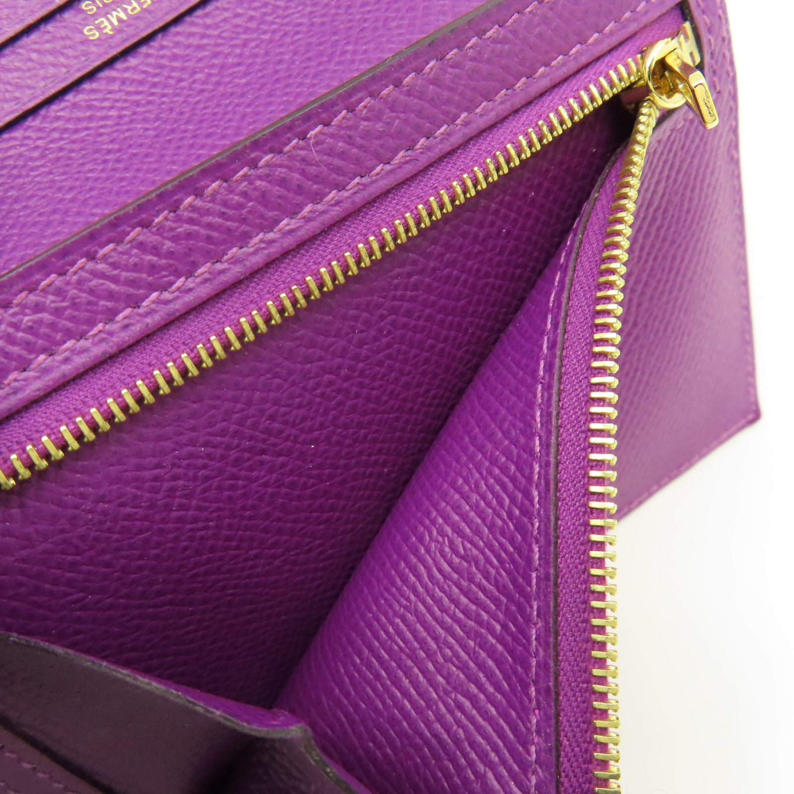HERMES 【激減優惠】Epsom皮革Bearn Wallet金扣短錢包紫色
