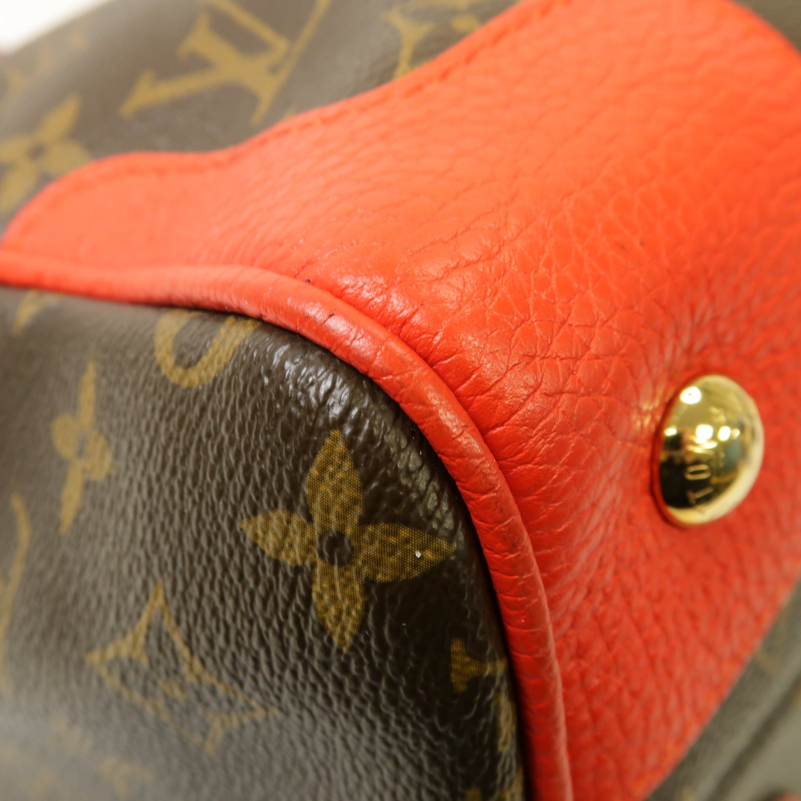 LOUIS VUITTON Monogram Retiro金扣手挽袋棕色紅色