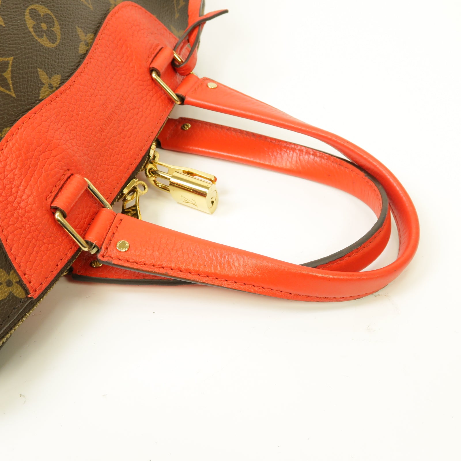 LOUIS VUITTON Monogram Retiro金扣手挽袋棕色紅色
