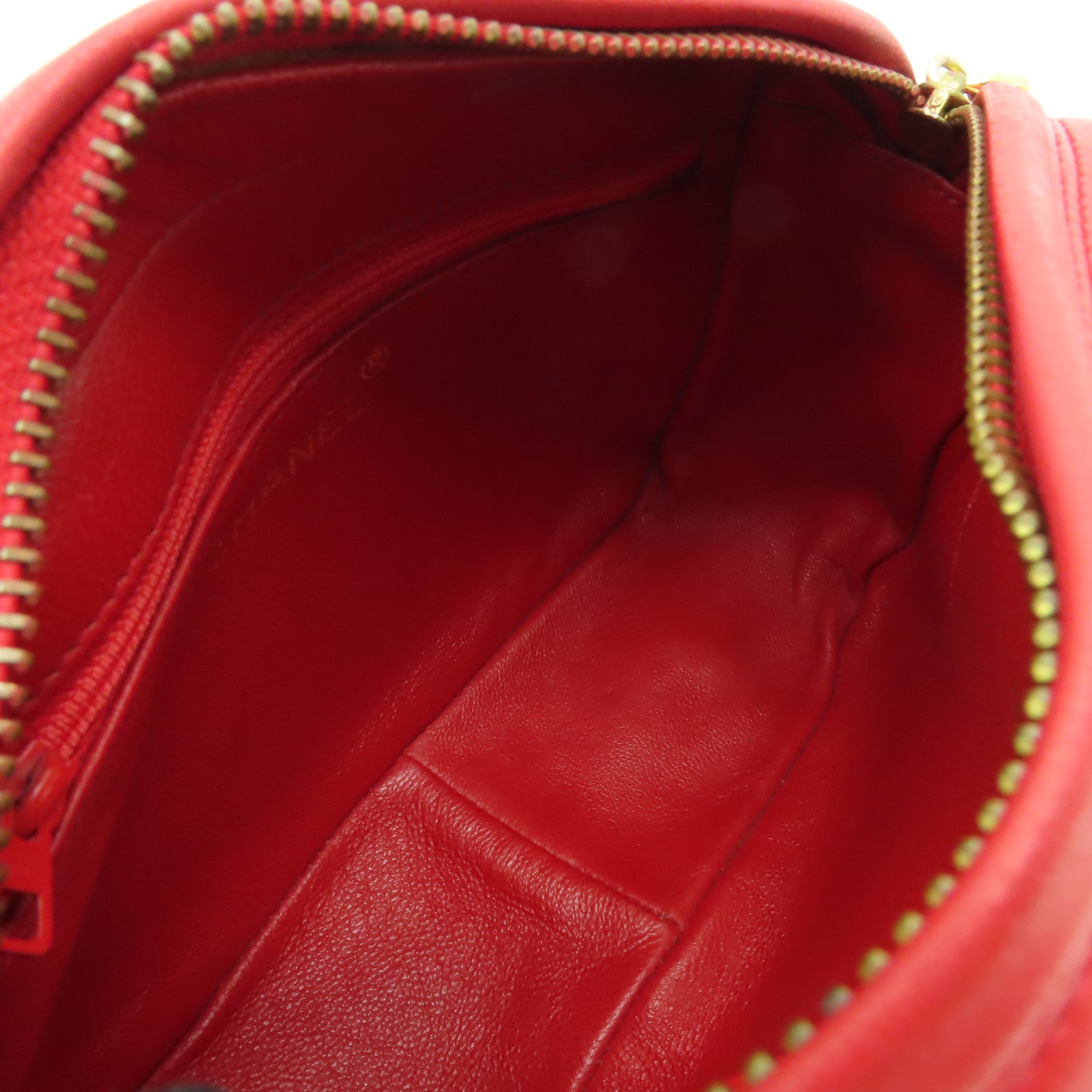 CHANEL 菱格羊皮皮革Chain Shoulder Bag金扣鏈帶肩背袋紅色