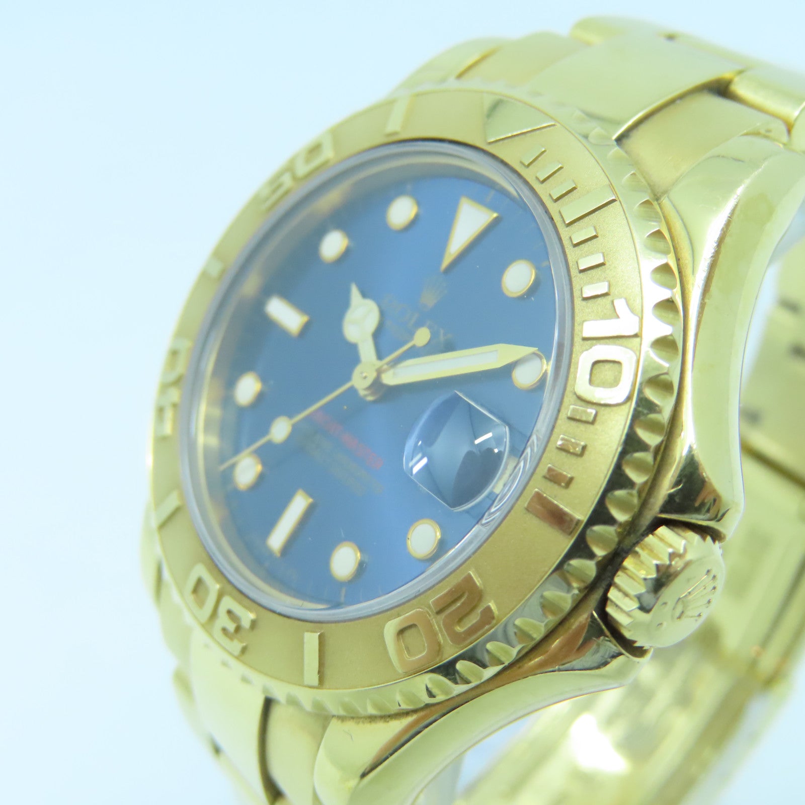 ROLEX Yacht Master 35mm 18K Yellow Gold Watch Automatic Movement Blue