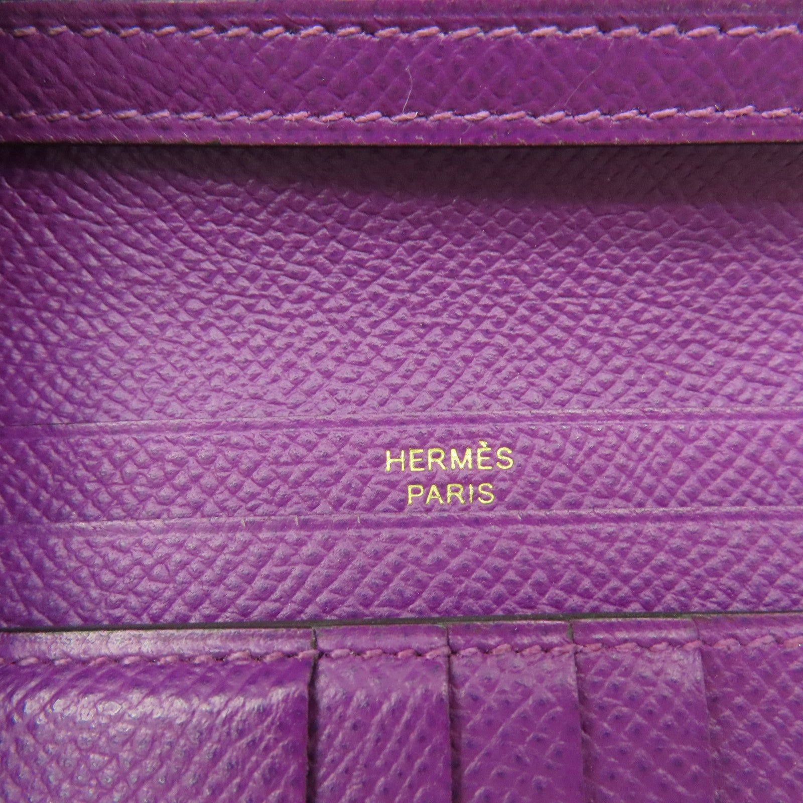 HERMES 【激減優惠】Epsom皮革Bearn Wallet金扣短錢包紫色