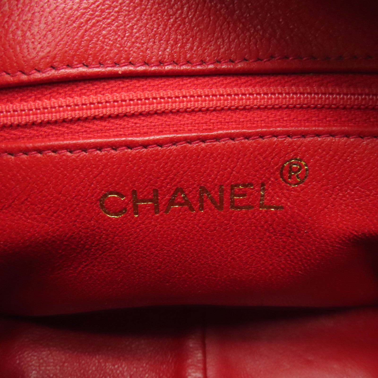 CHANEL 菱格羊皮皮革Chain Shoulder Bag金扣鏈帶肩背袋紅色