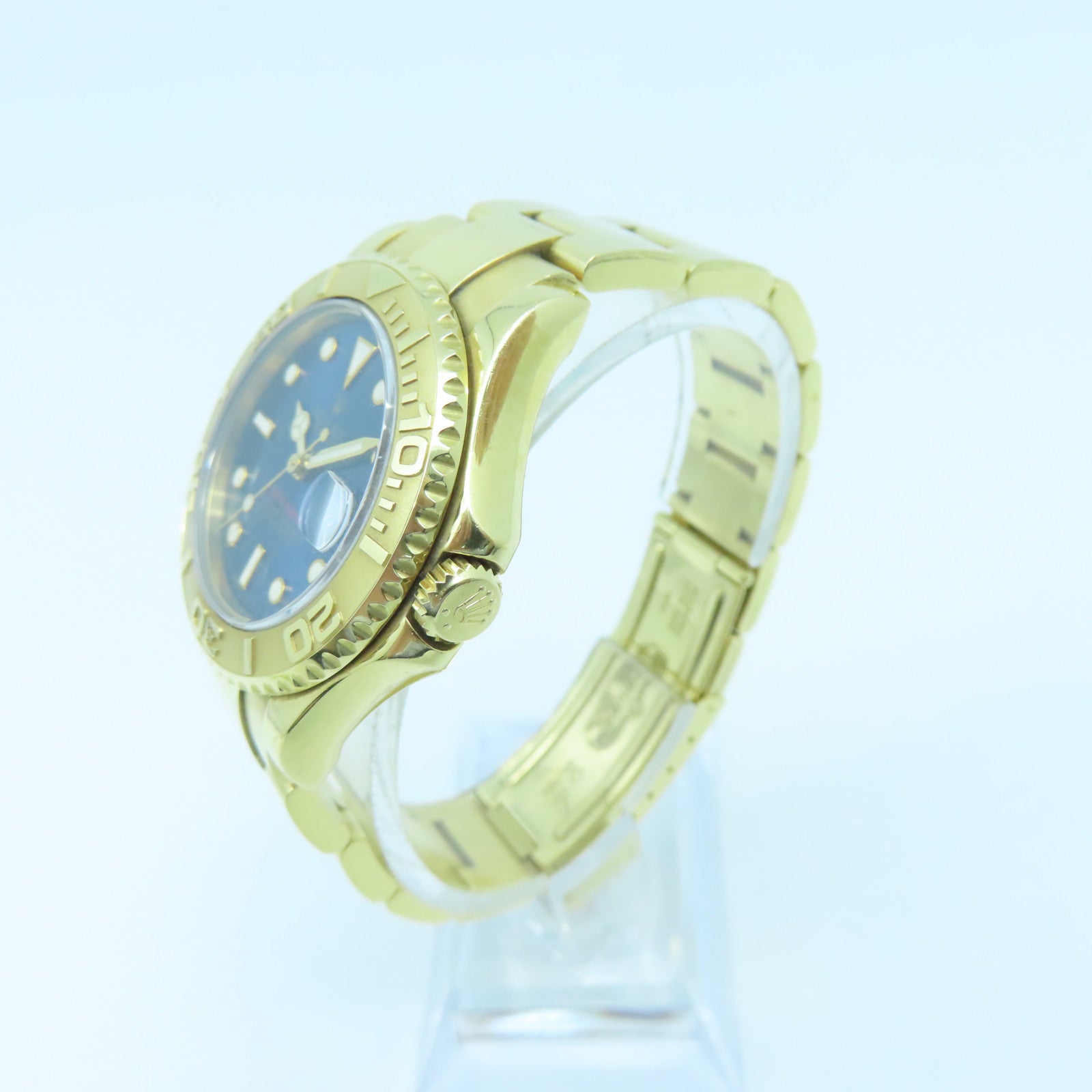 ROLEX Yacht Master 35mm 18K Yellow Gold Watch Automatic Movement Blue