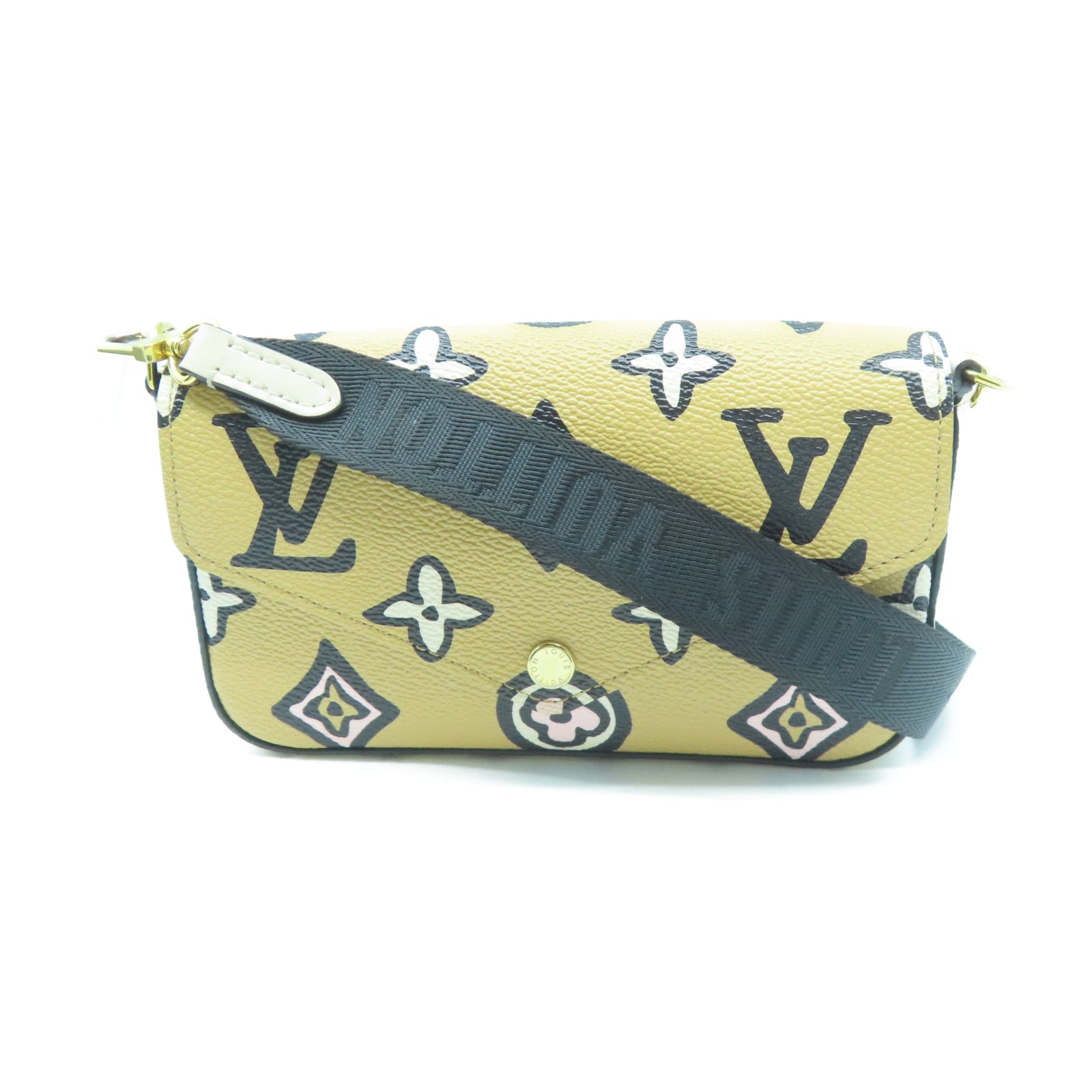 LOUIS VUITTON 【激減優惠】Monogram Felicie Strap金扣肩背袋棕色