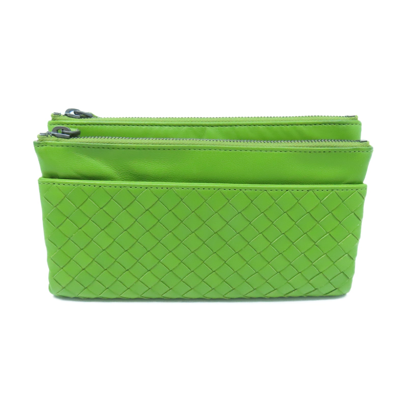 BOTTEGA VENETA Textured Leather Long Wallet Long Wallet Green