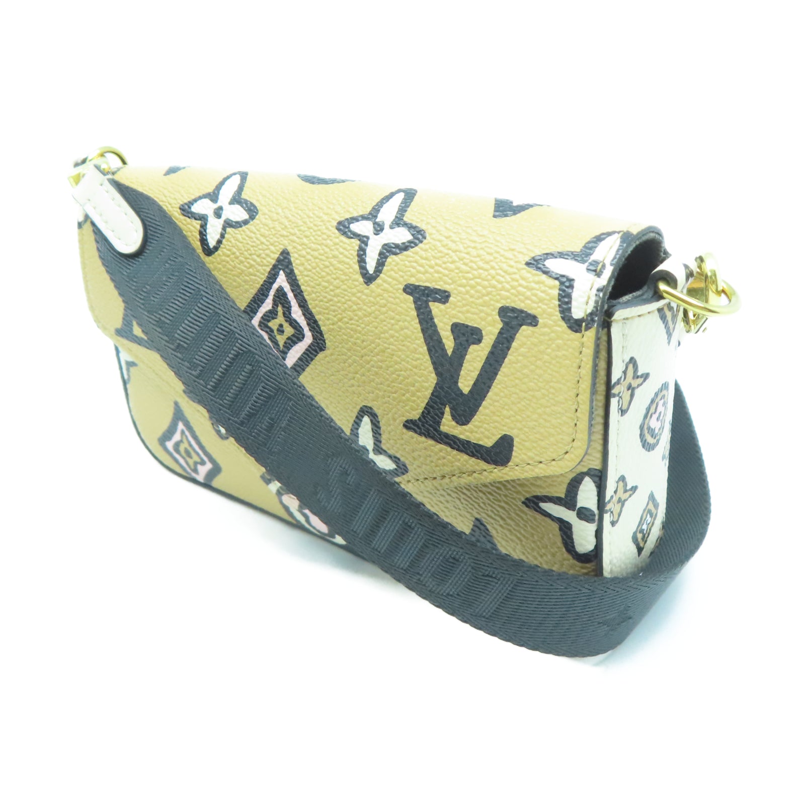 LOUIS VUITTON 【激減優惠】Monogram Felicie Strap金扣肩背袋棕色