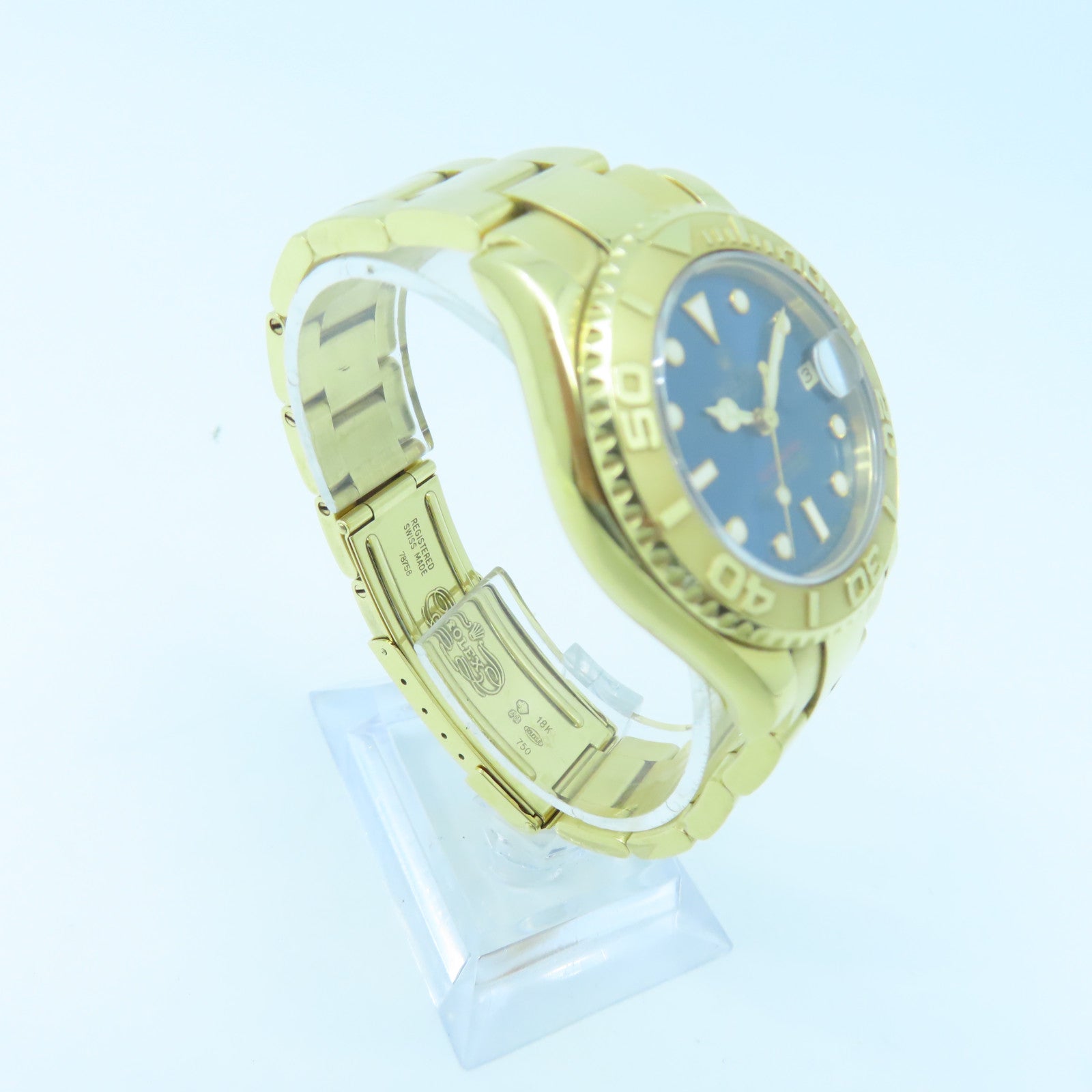 ROLEX Yacht Master 35mm 18K Yellow Gold Watch Automatic Movement Blue