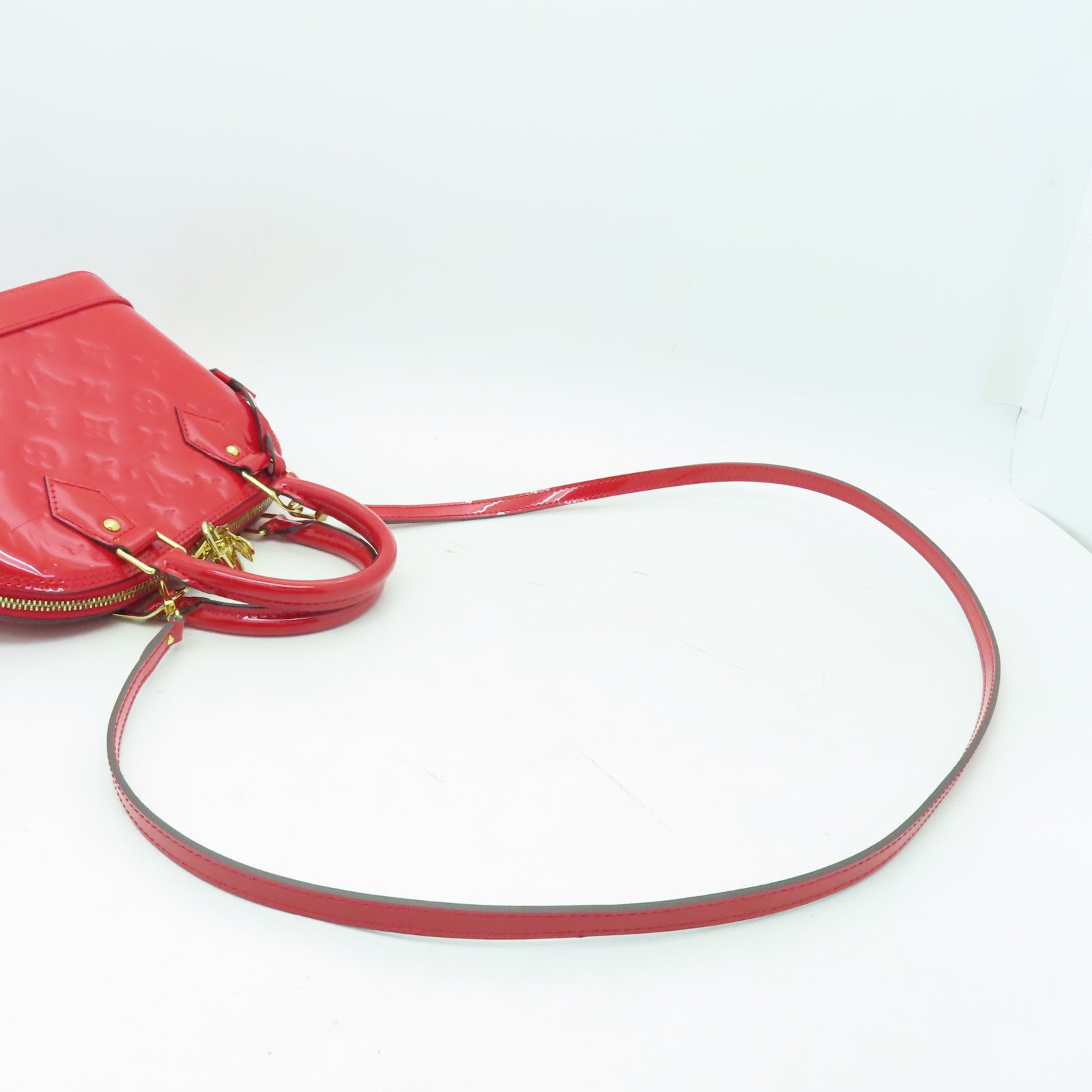 LOUIS VUITTON Vernis Alma BB金扣手挽袋紅色