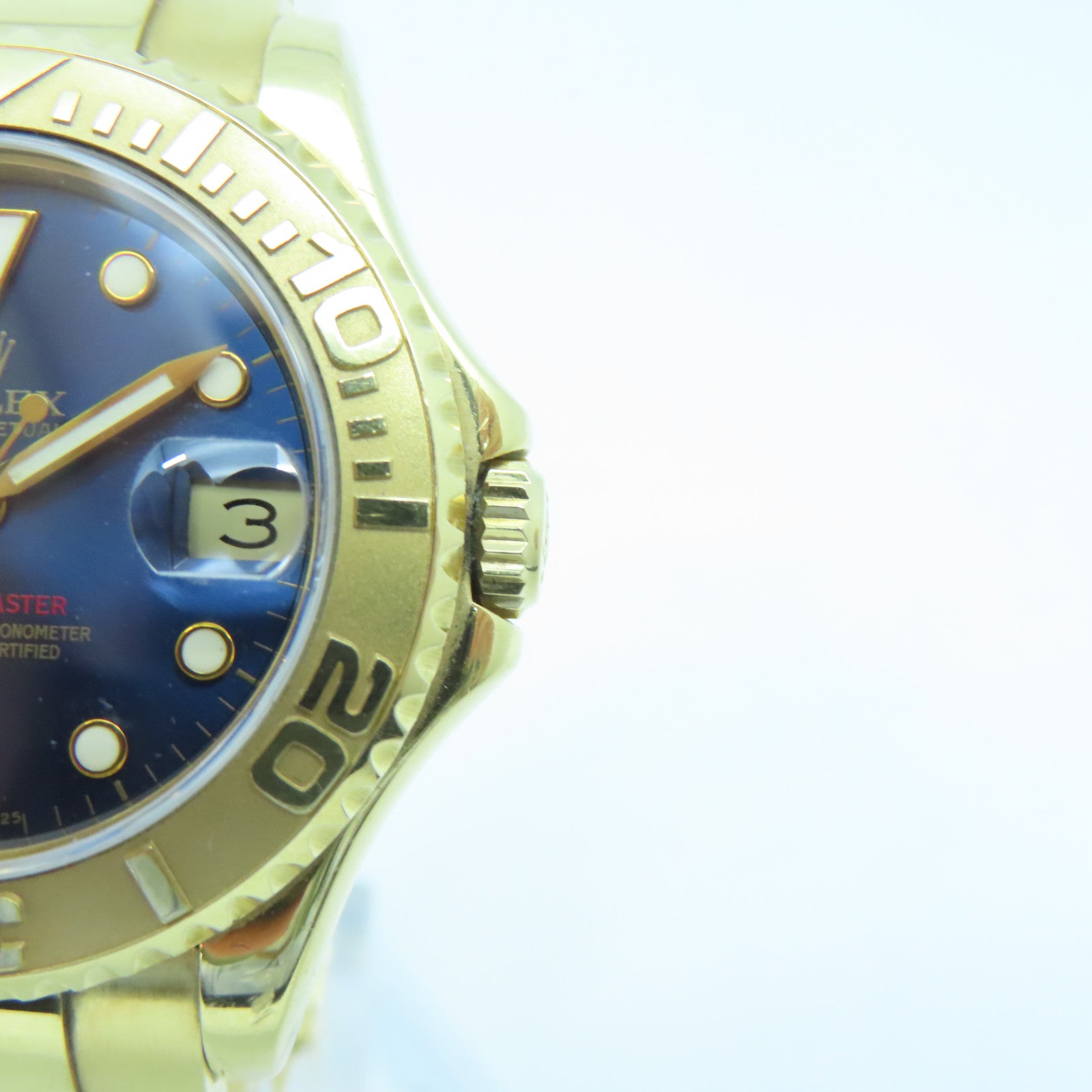 ROLEX Yacht Master 35mm 18K Yellow Gold Watch Automatic Movement Blue