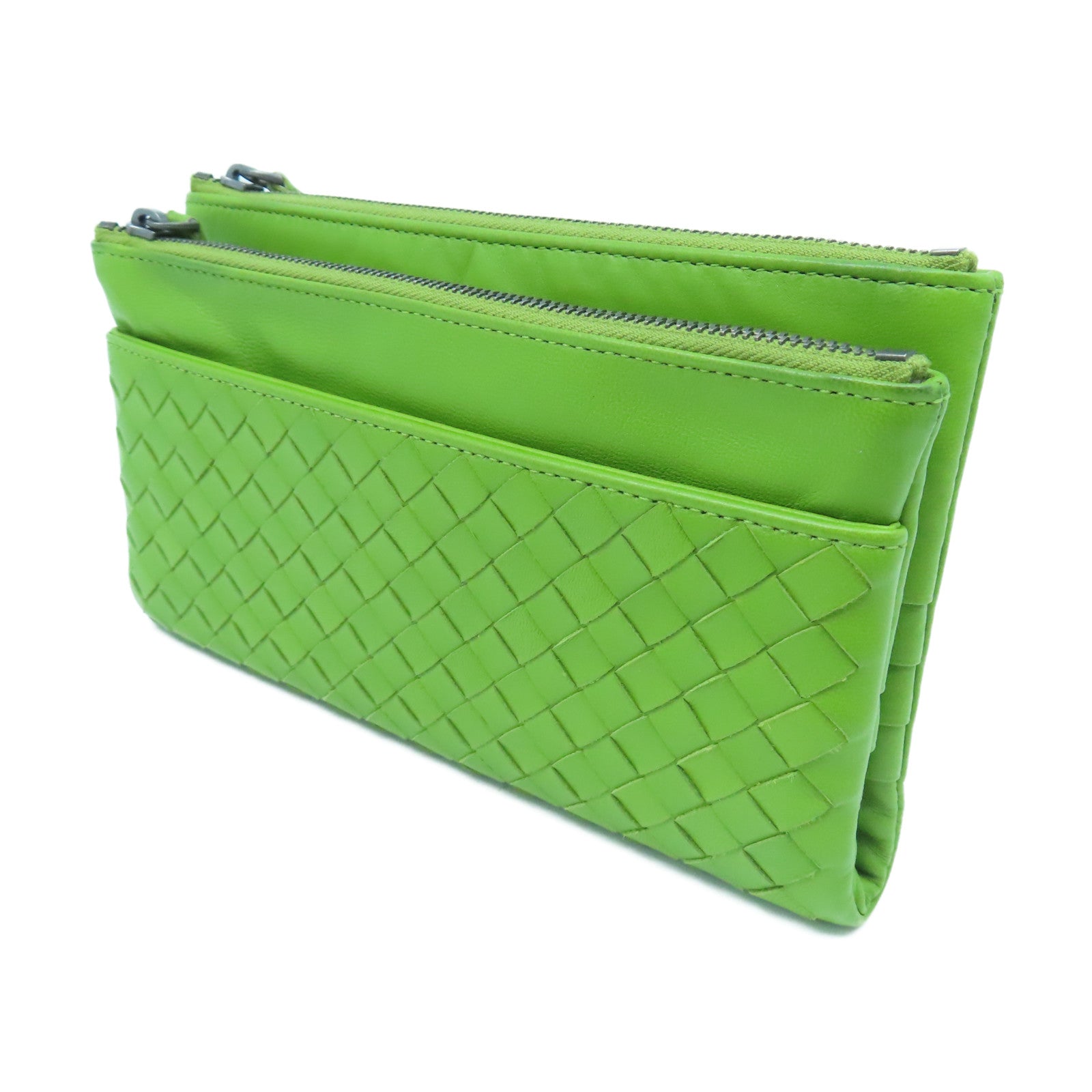 BOTTEGA VENETA Textured Leather Long Wallet Long Wallet Green