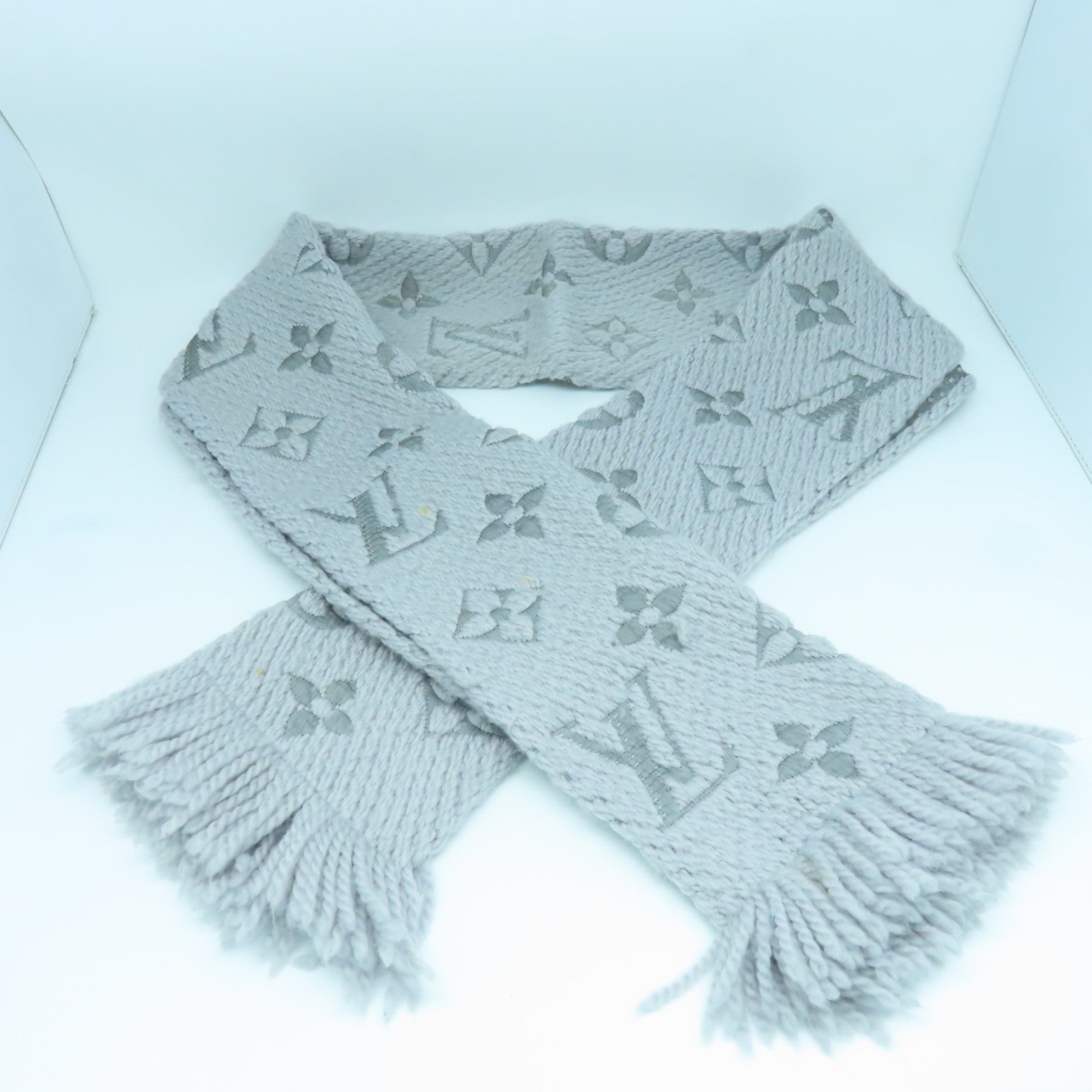 LOUIS VUITTON Wool Scarf Scarf Gray