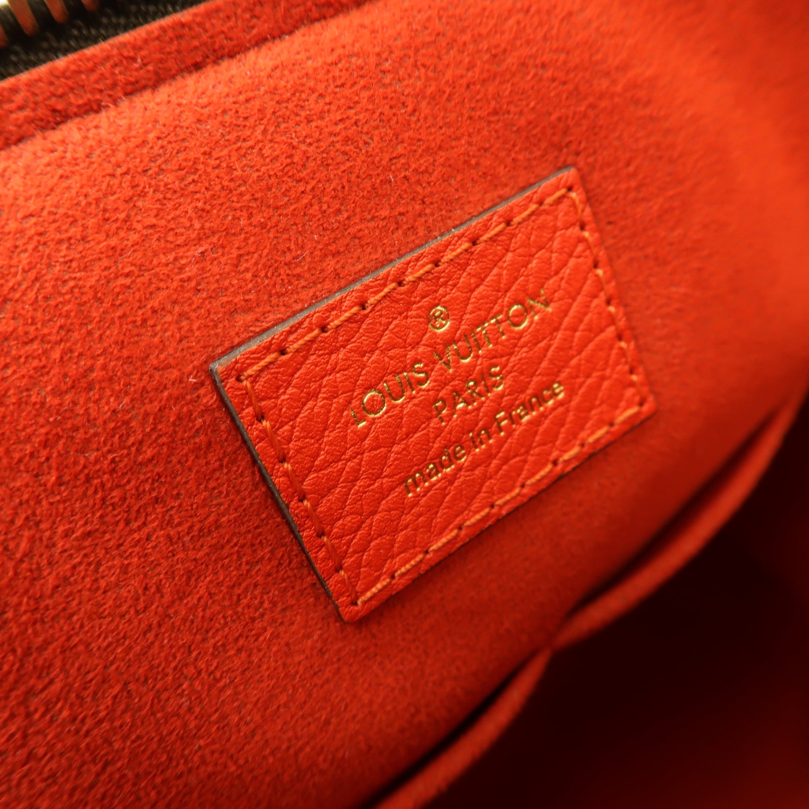 LOUIS VUITTON Monogram Retiro金扣手挽袋棕色紅色