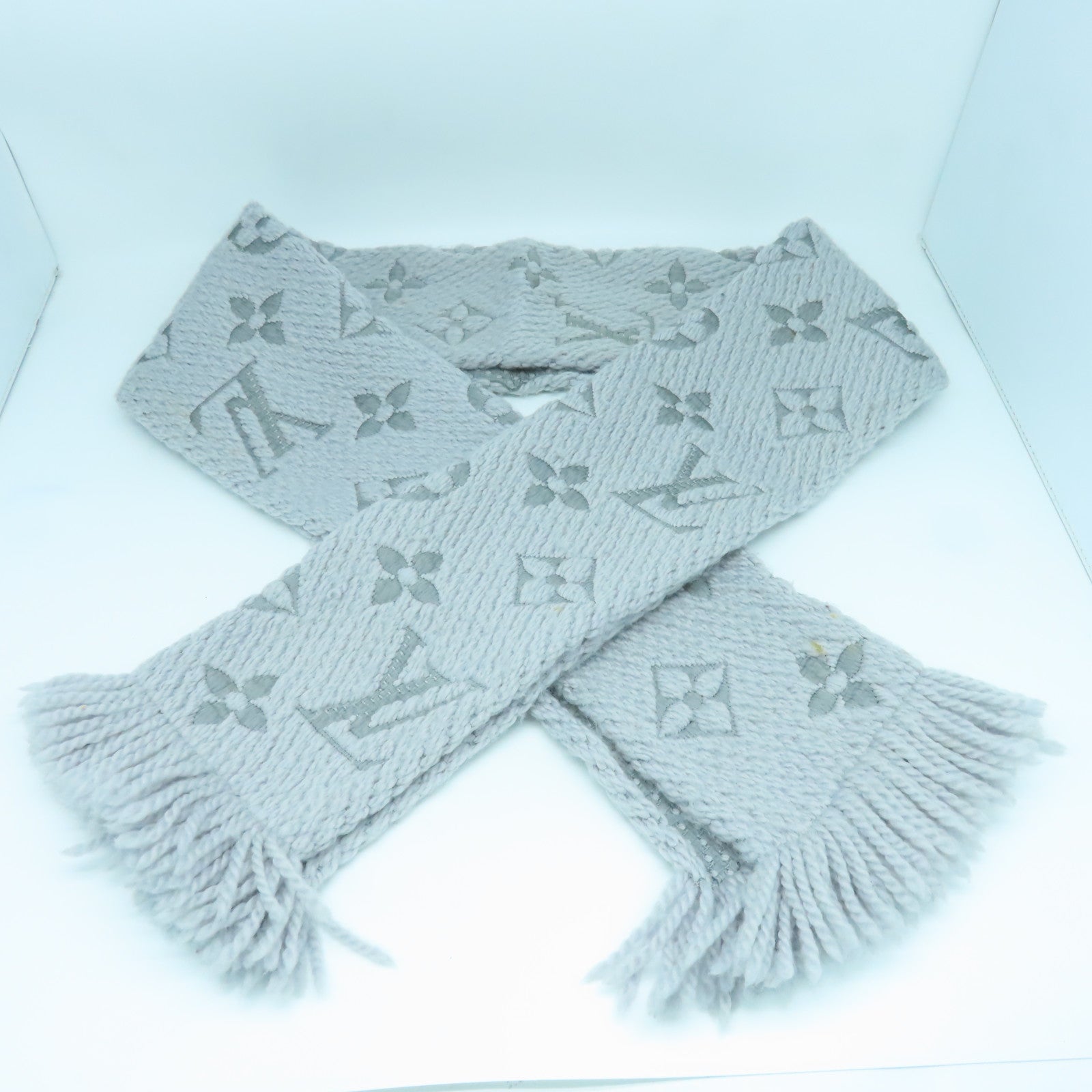 LOUIS VUITTON Wool Scarf Scarf Gray