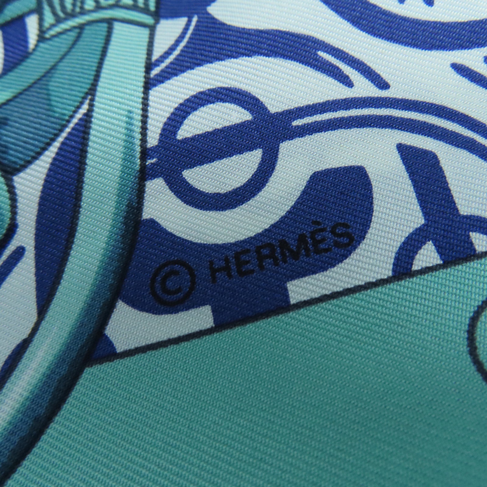 HERMES 絲質Scarf 140X140絲巾藍色/白色