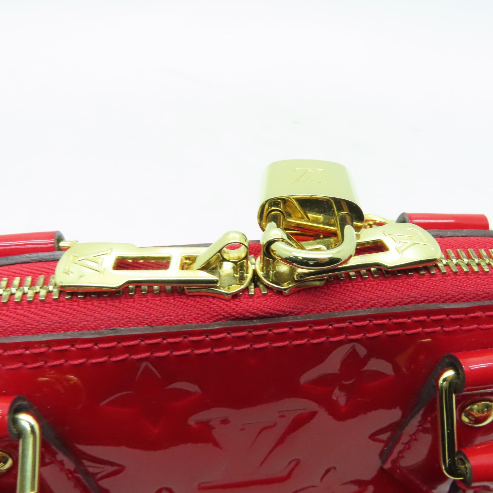 LOUIS VUITTON Vernis Alma BB金扣手挽袋紅色