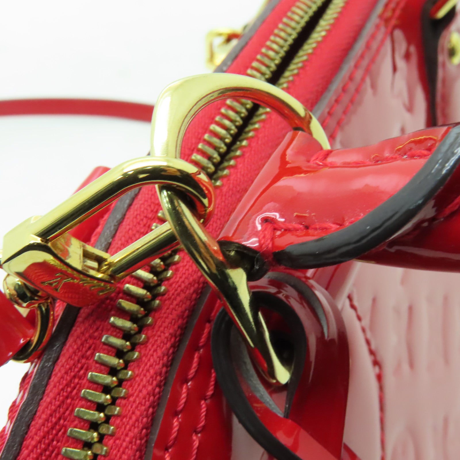 LOUIS VUITTON Vernis Alma BB金扣手挽袋紅色