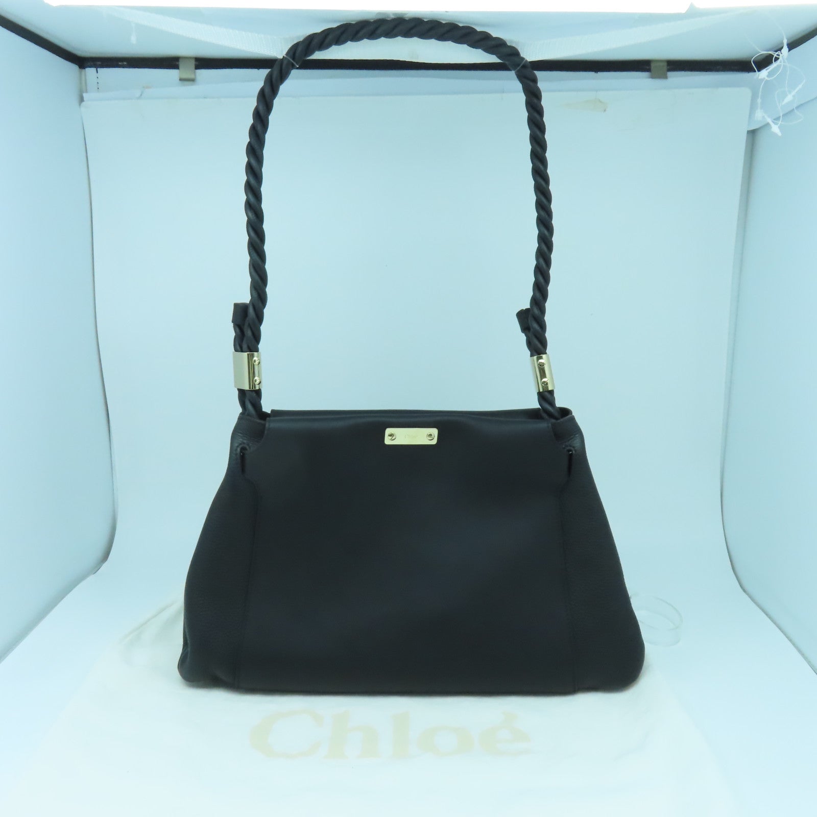 Chloe 牛皮皮革Key Medium金扣肩背袋黑色