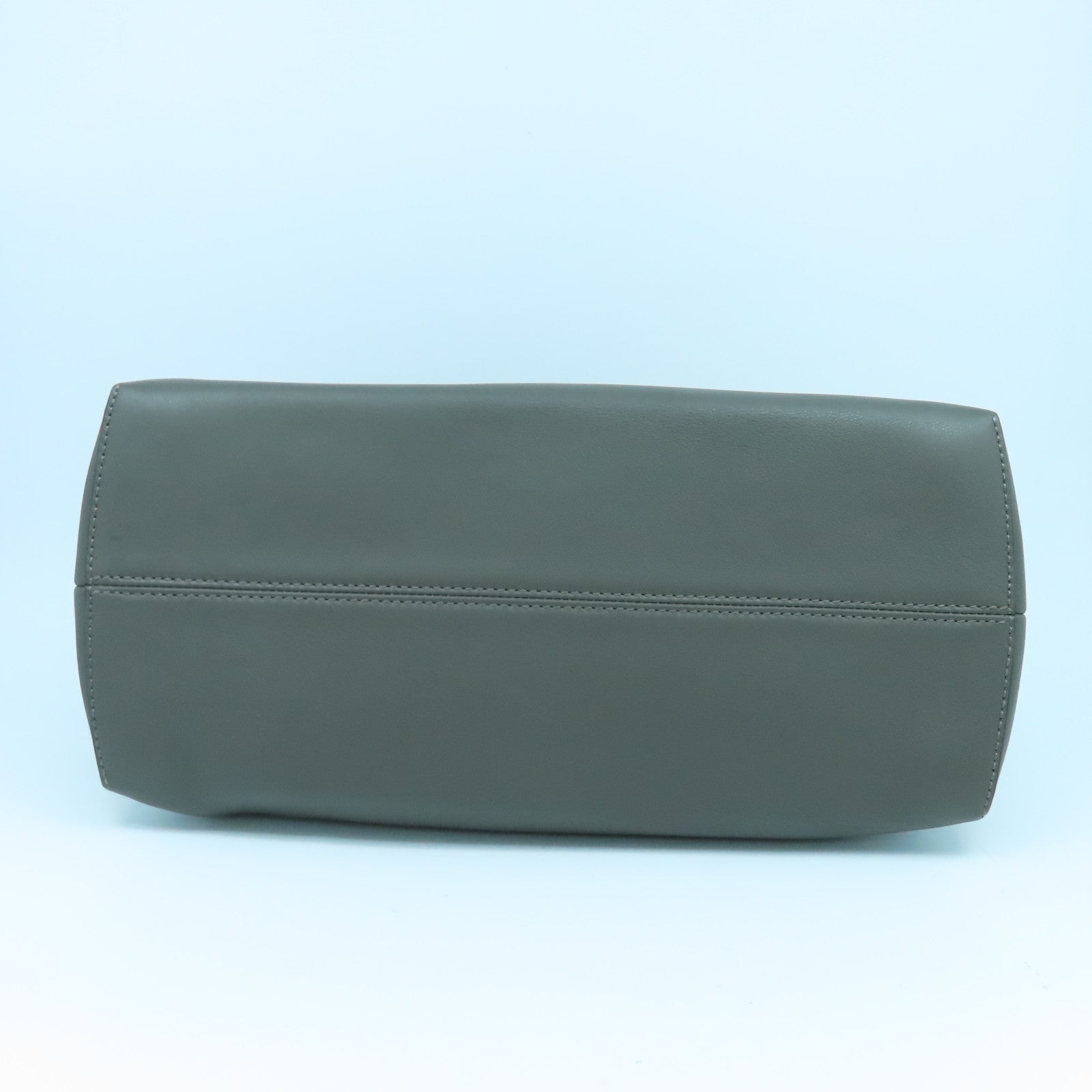 FENDI Leather By The Way Silver Buckle Shoulder Bag Gray