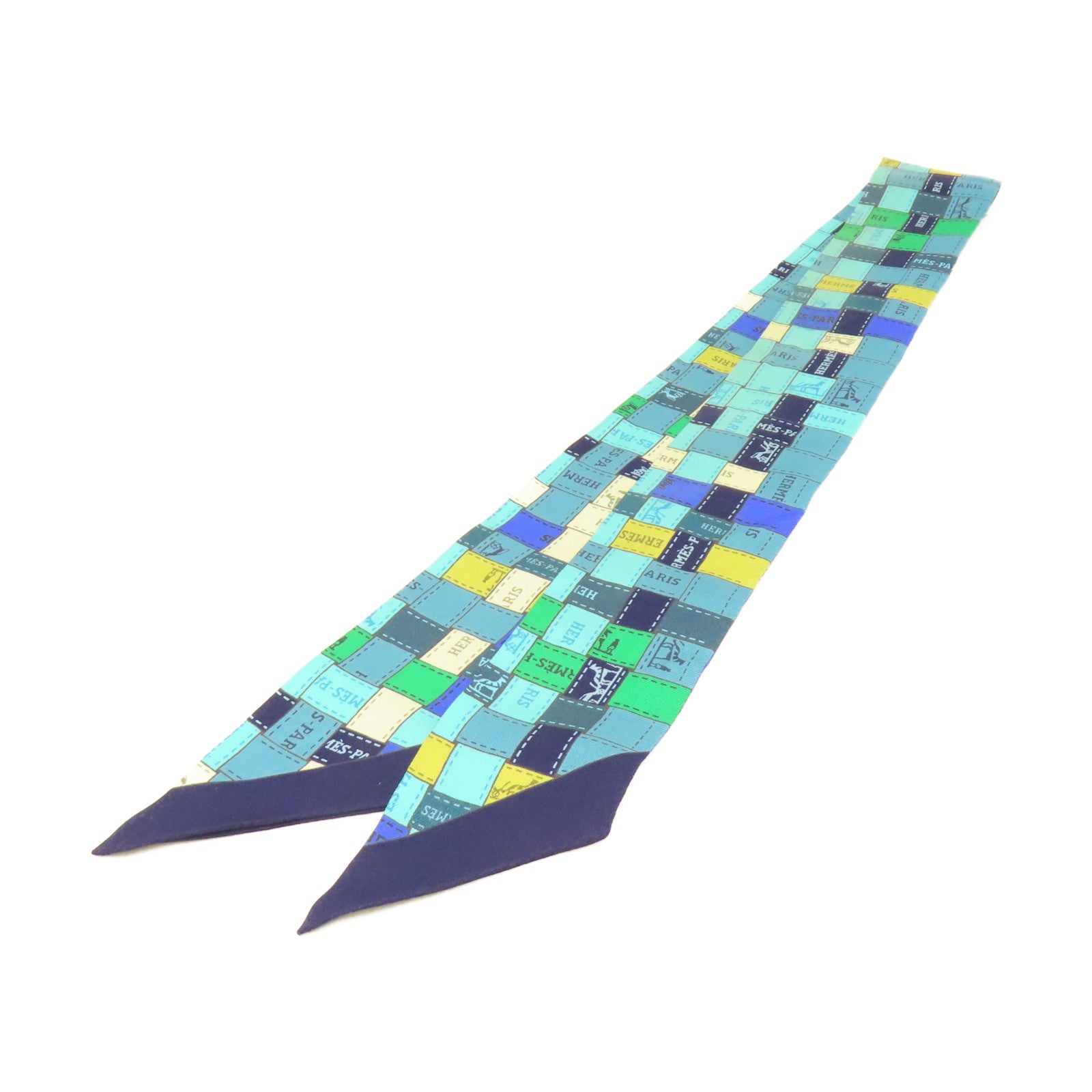 HERMES 【激減優惠】絲質Twilly Scarf絲巾藍色/綠色/彩色