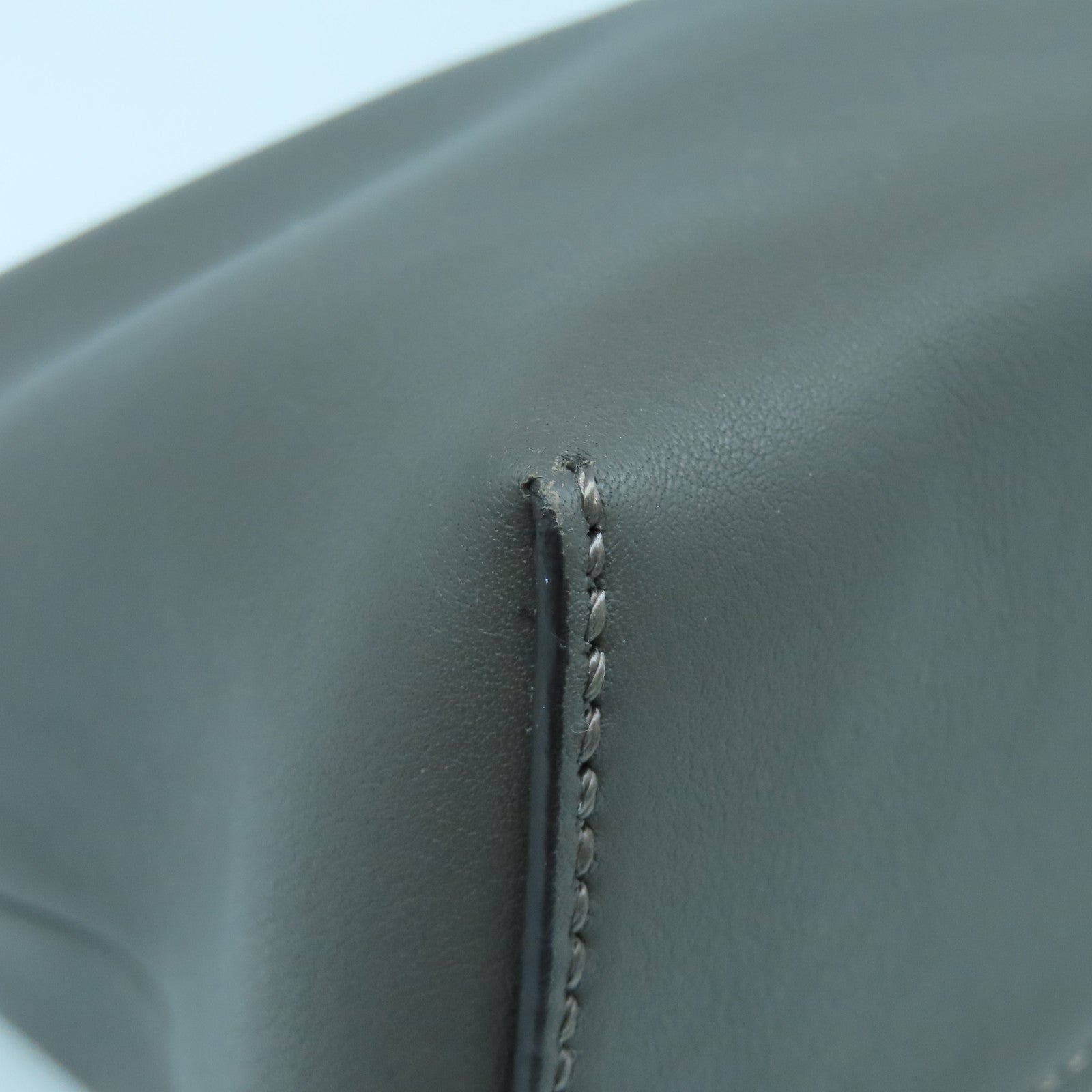 FENDI Leather By The Way Silver Buckle Shoulder Bag Gray