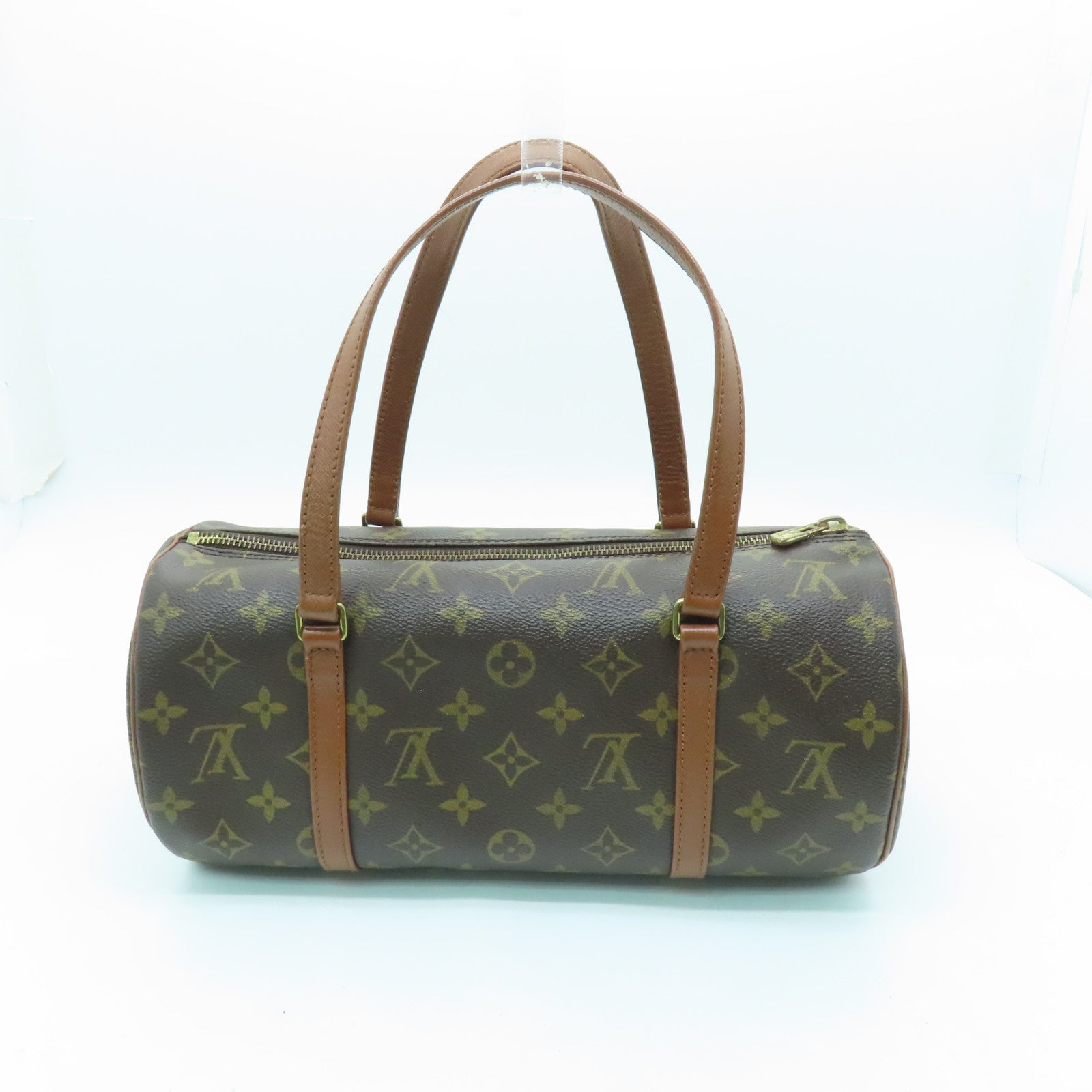 LOUIS VUITTON Monogram Papillon GM Gold Buckle Shoulder Bag Brown