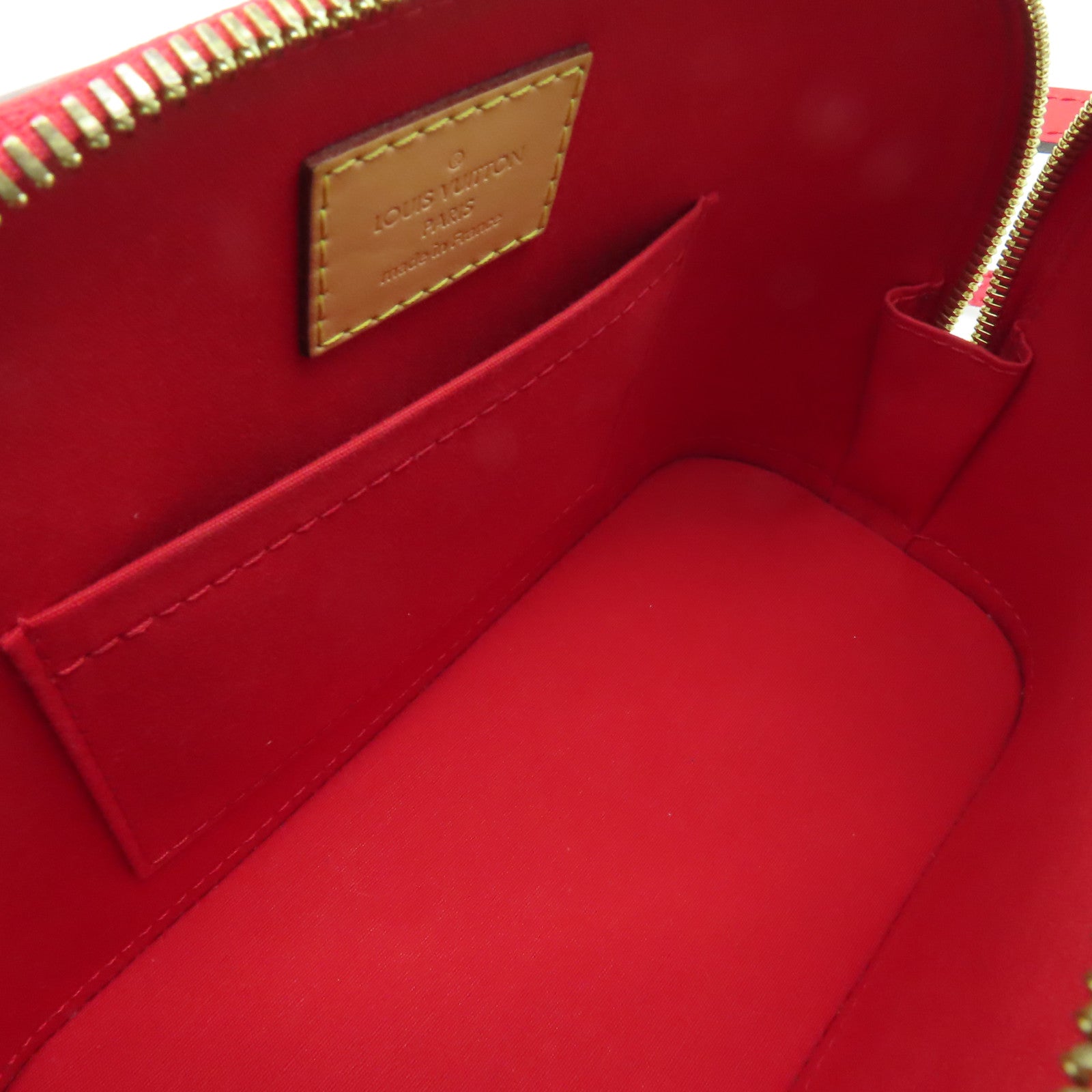 LOUIS VUITTON Vernis Alma BB金扣手挽袋紅色