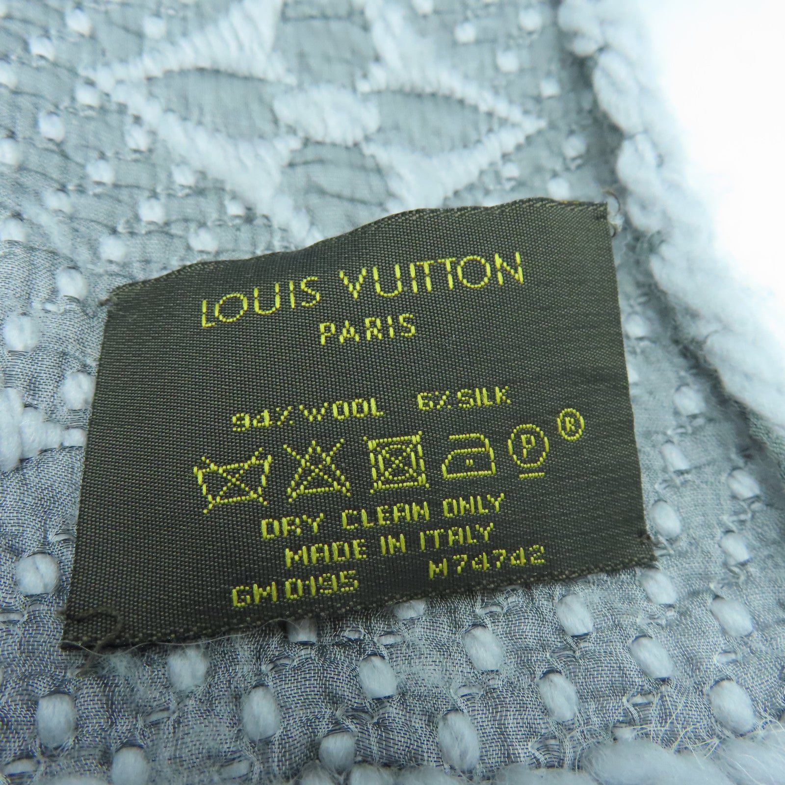 LOUIS VUITTON Wool Scarf Scarf Gray