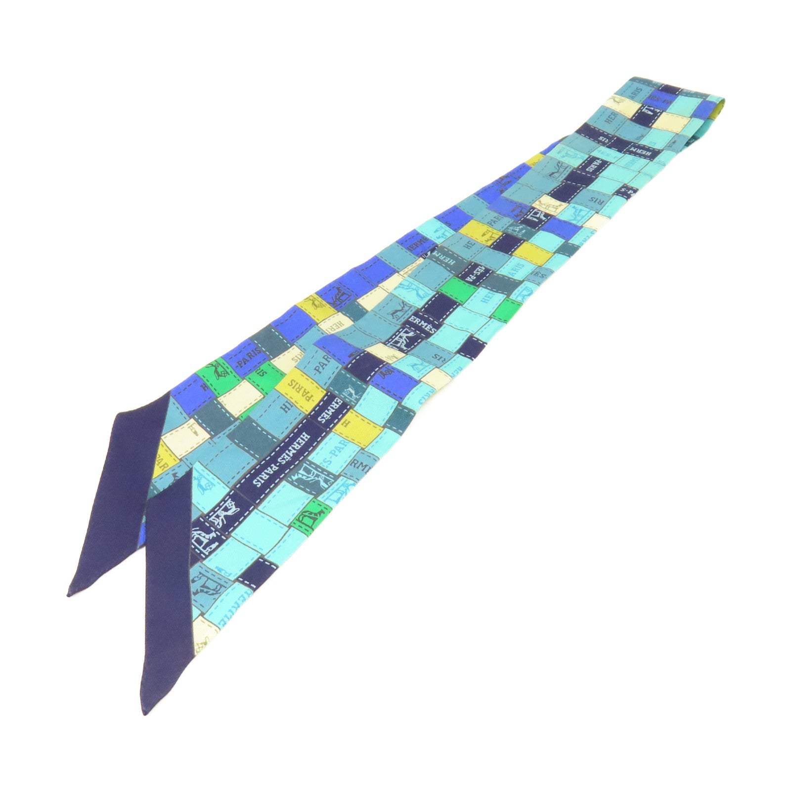 HERMES 【激減優惠】絲質Twilly Scarf絲巾藍色/綠色/彩色