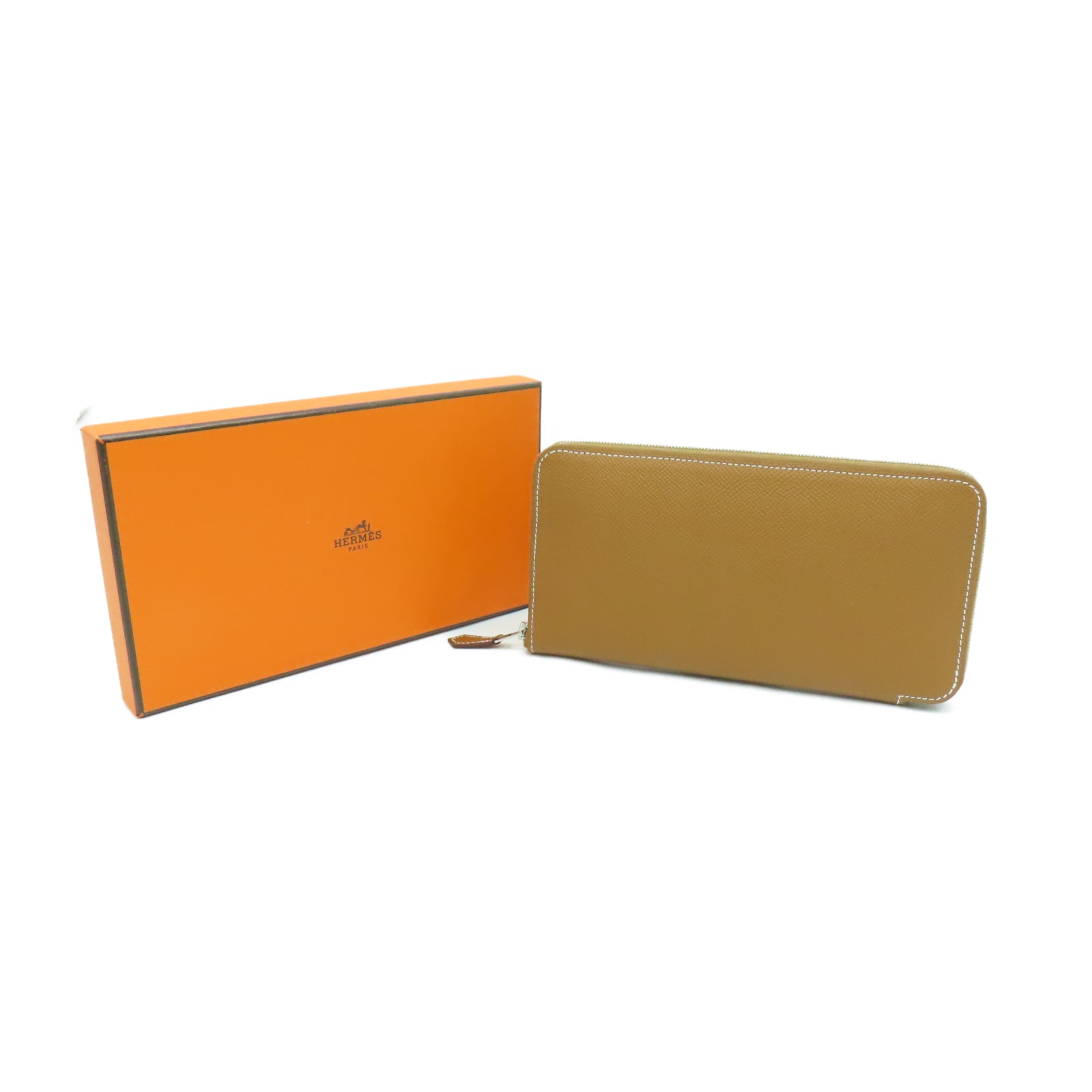 HERMES Veau Epsom皮革Silk'in Classique Long银扣长钱包棕色