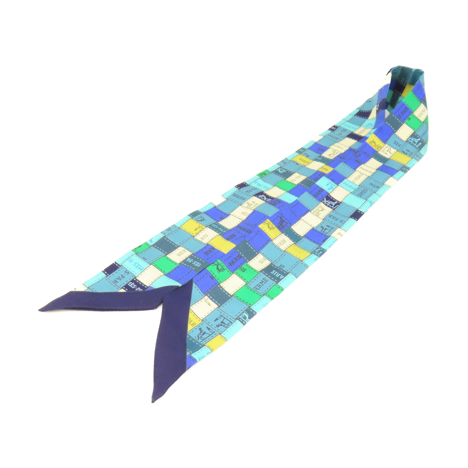 HERMES 【激減優惠】絲質Twilly Scarf絲巾藍色/綠色/彩色