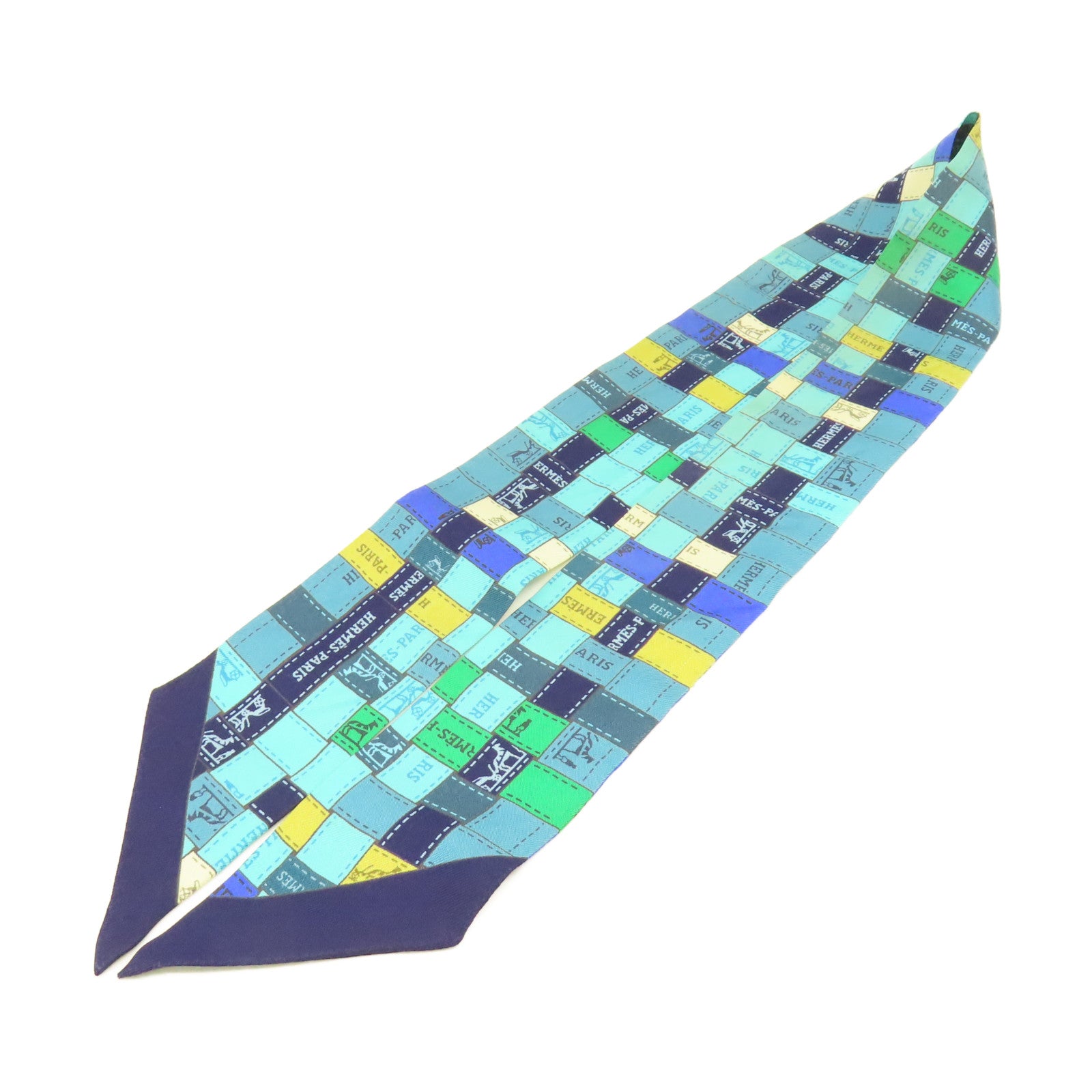 HERMES 【激減優惠】絲質Twilly Scarf絲巾藍色/綠色/彩色