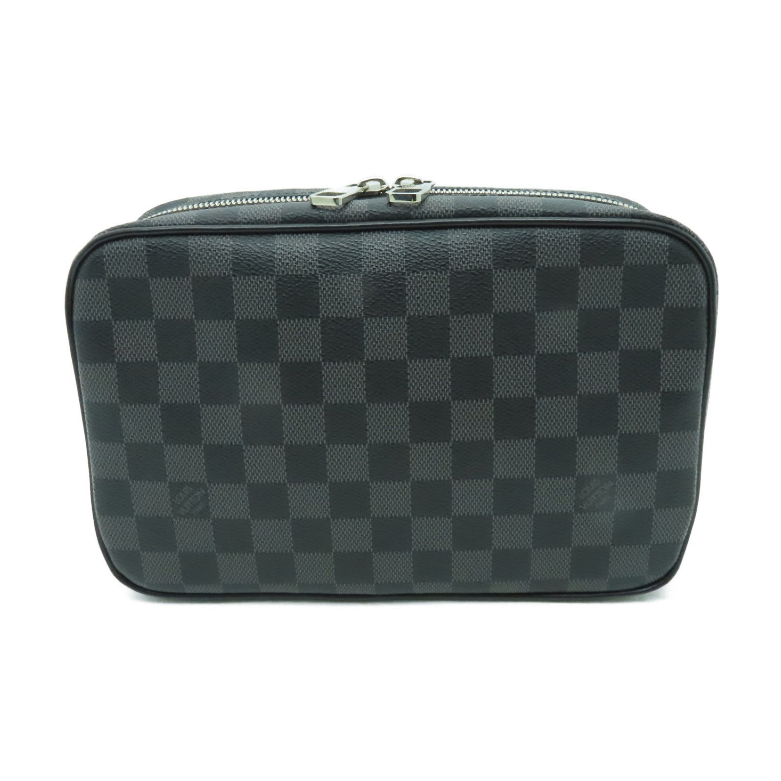 LOUIS VUITTON Damier Graphite Toilet Pouch銀扣手拿包黑色