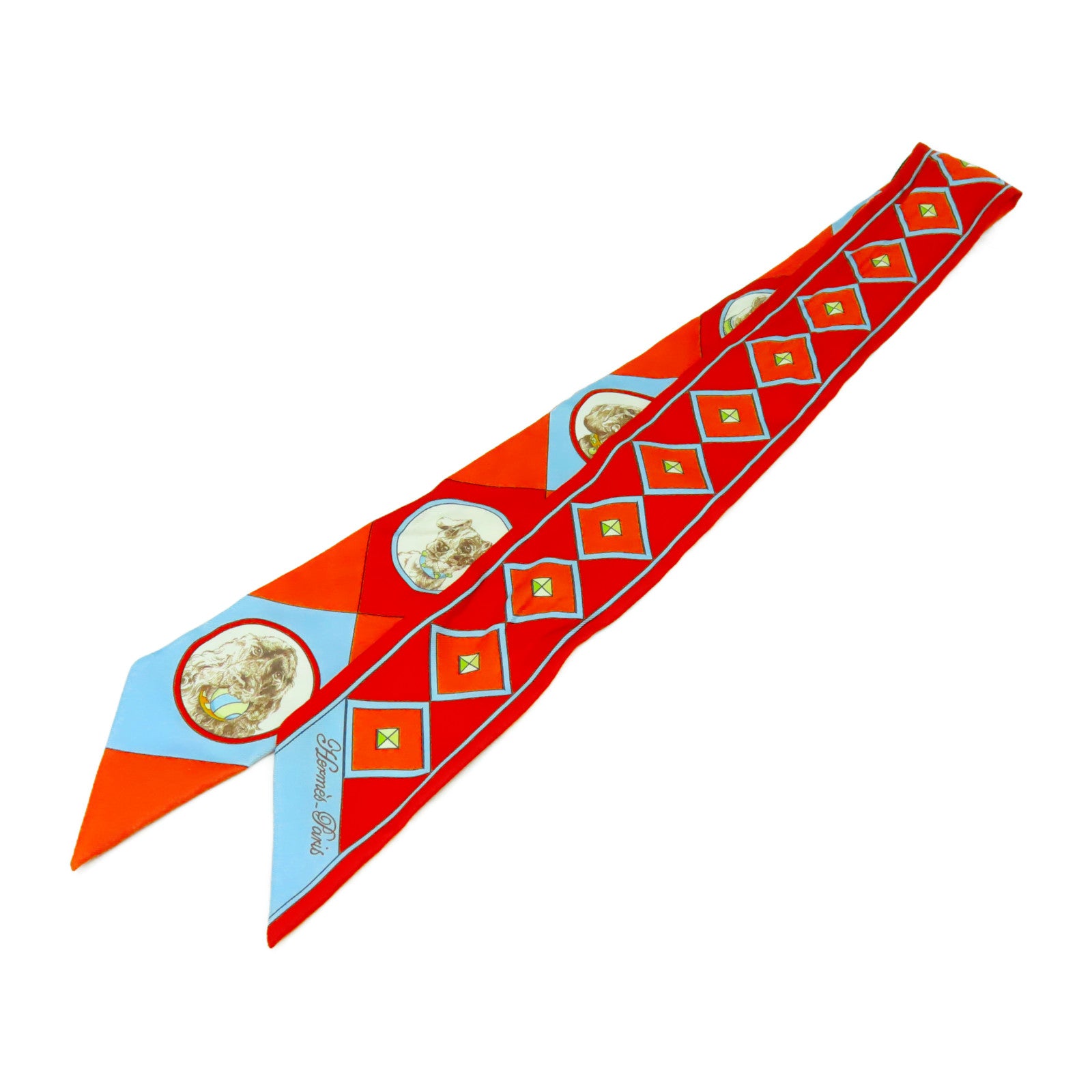 HERMES 絲質Twilly絲巾橙色