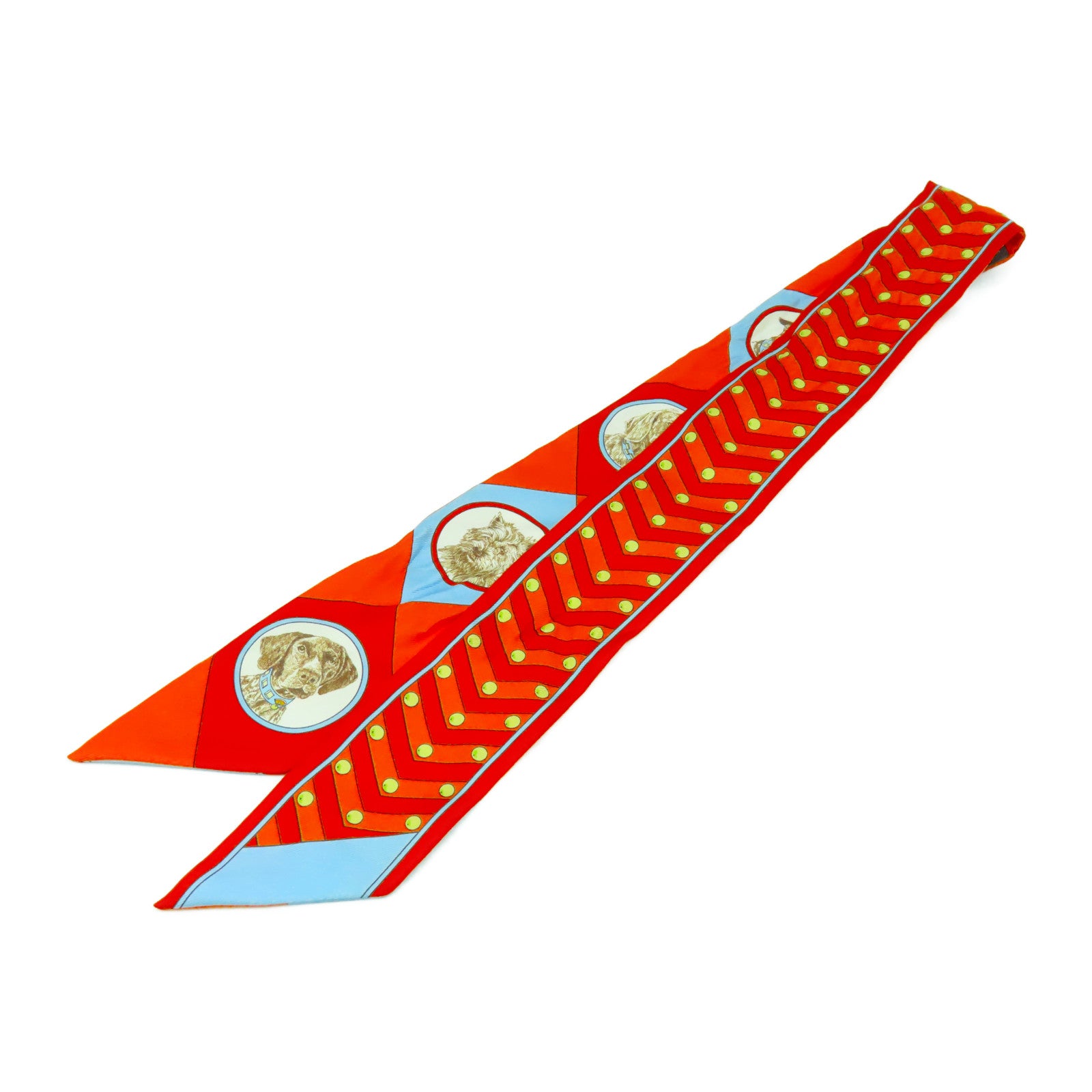 HERMES 絲質Twilly絲巾橙色