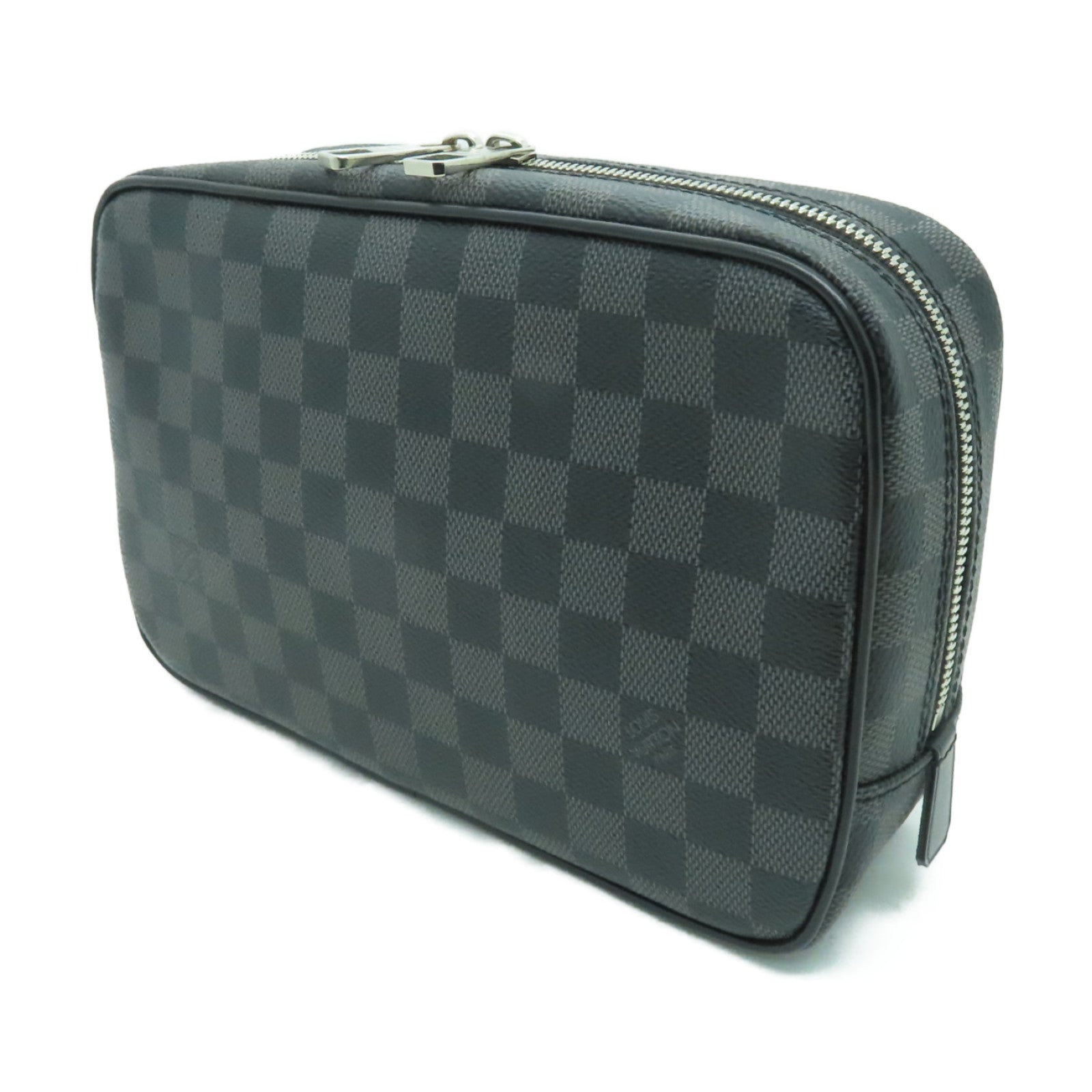 LOUIS VUITTON Damier Graphite Toilet Pouch銀扣手拿包黑色