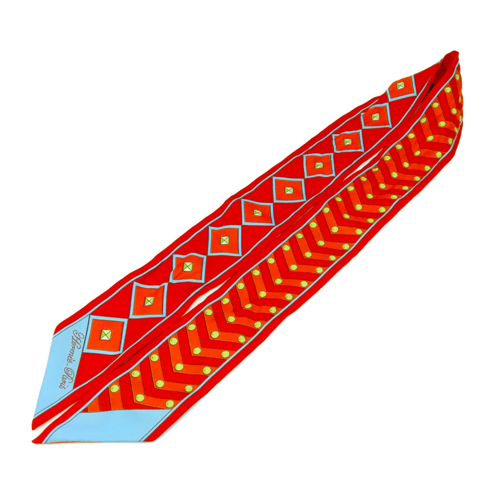 HERMES 絲質Twilly絲巾橙色