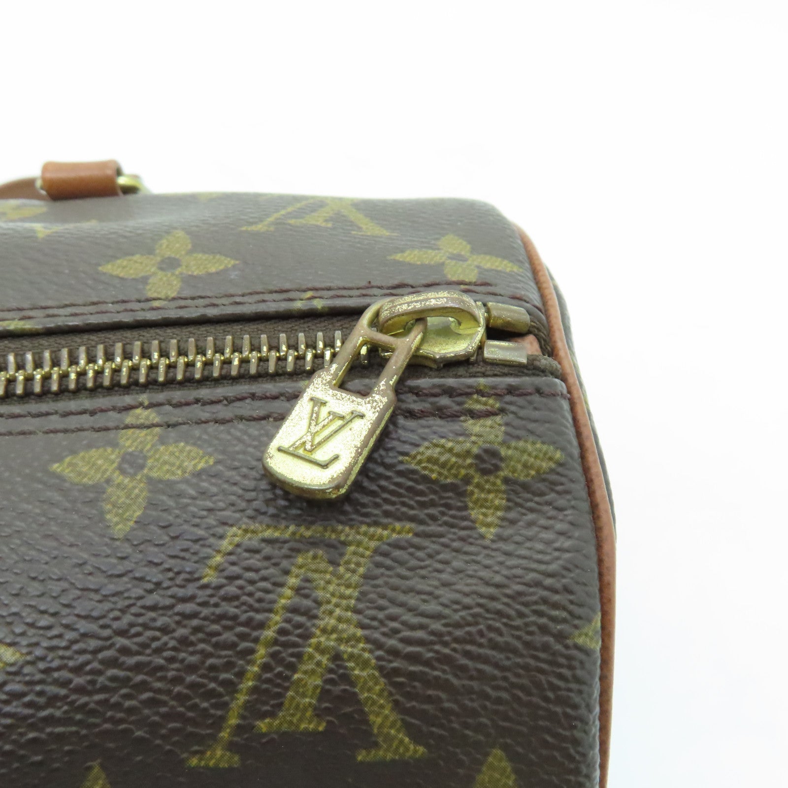 LOUIS VUITTON Monogram Papillon GM Gold Buckle Shoulder Bag Brown