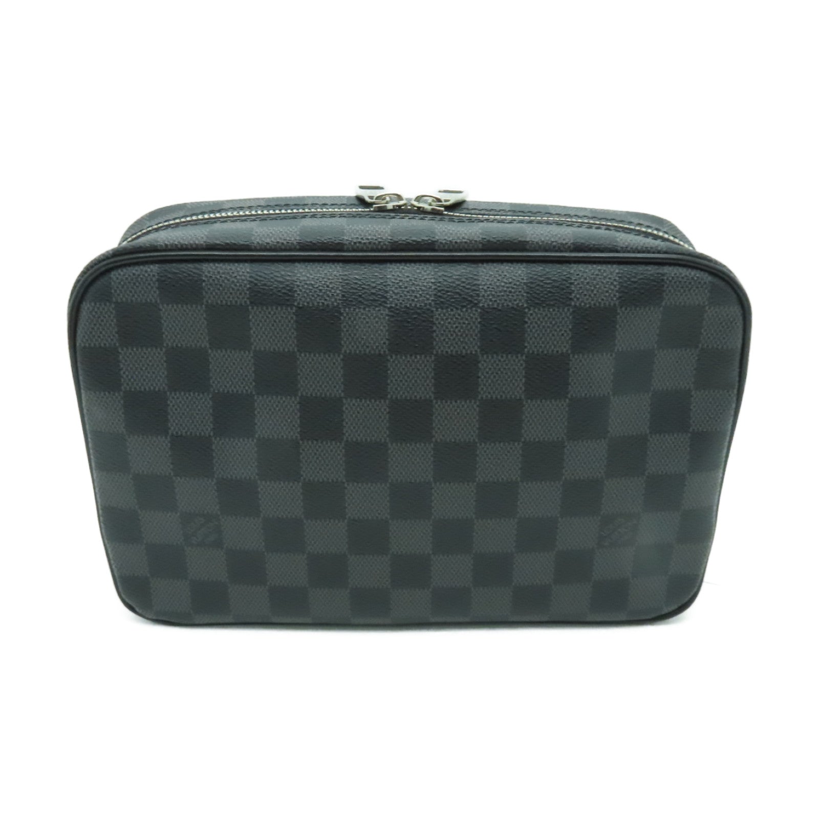 LOUIS VUITTON Damier Graphite Toilet Pouch銀扣手拿包黑色