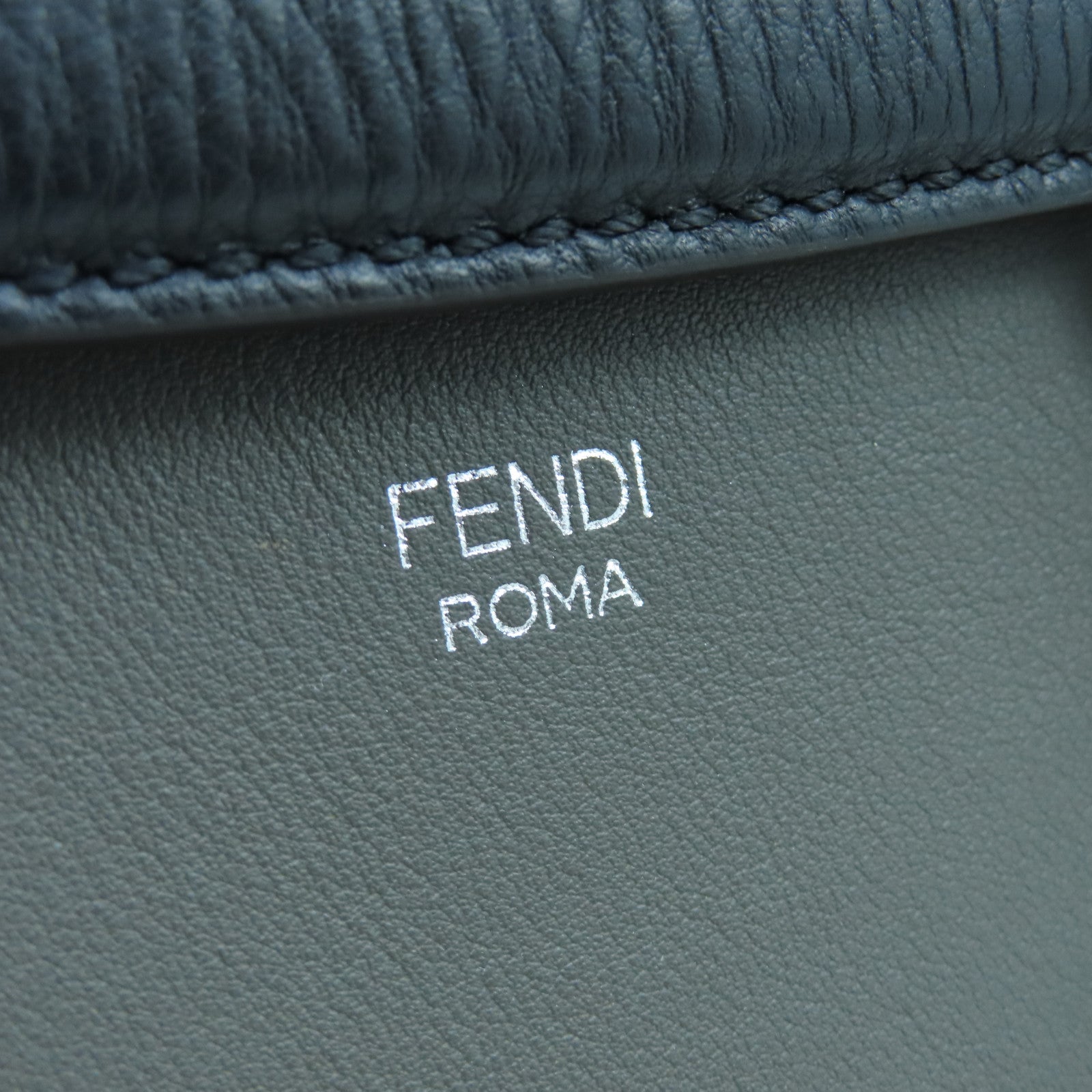FENDI Leather By The Way Silver Buckle Shoulder Bag Gray