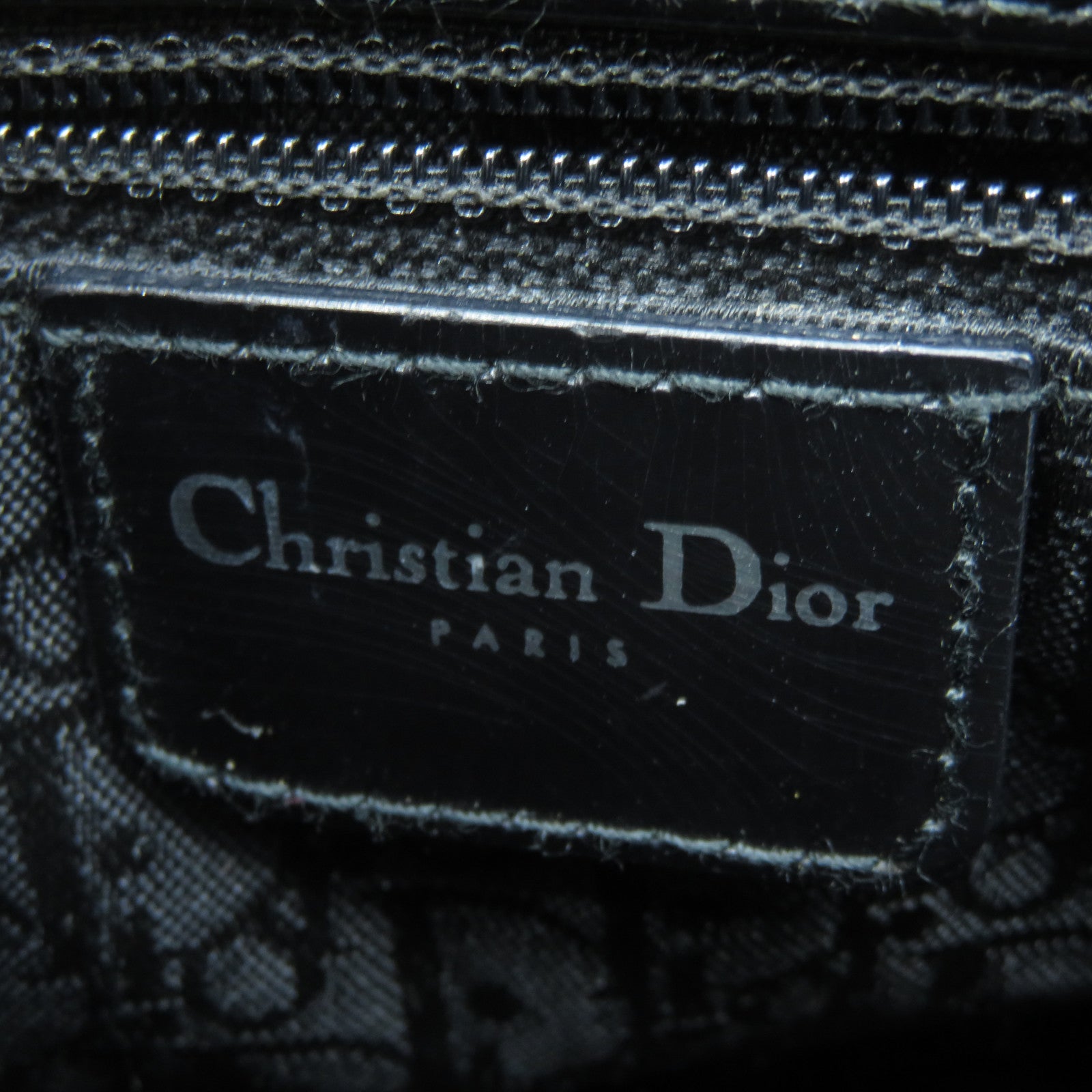 Dior 棉質Lady Dior銀扣手挽袋黑色