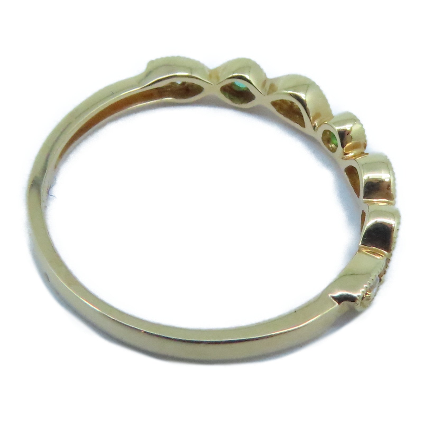 JEWELRY 18K玫瑰金Diamond / Emerald Ring 0.06ct钻石/0.04ct绿宝石戒指US#6