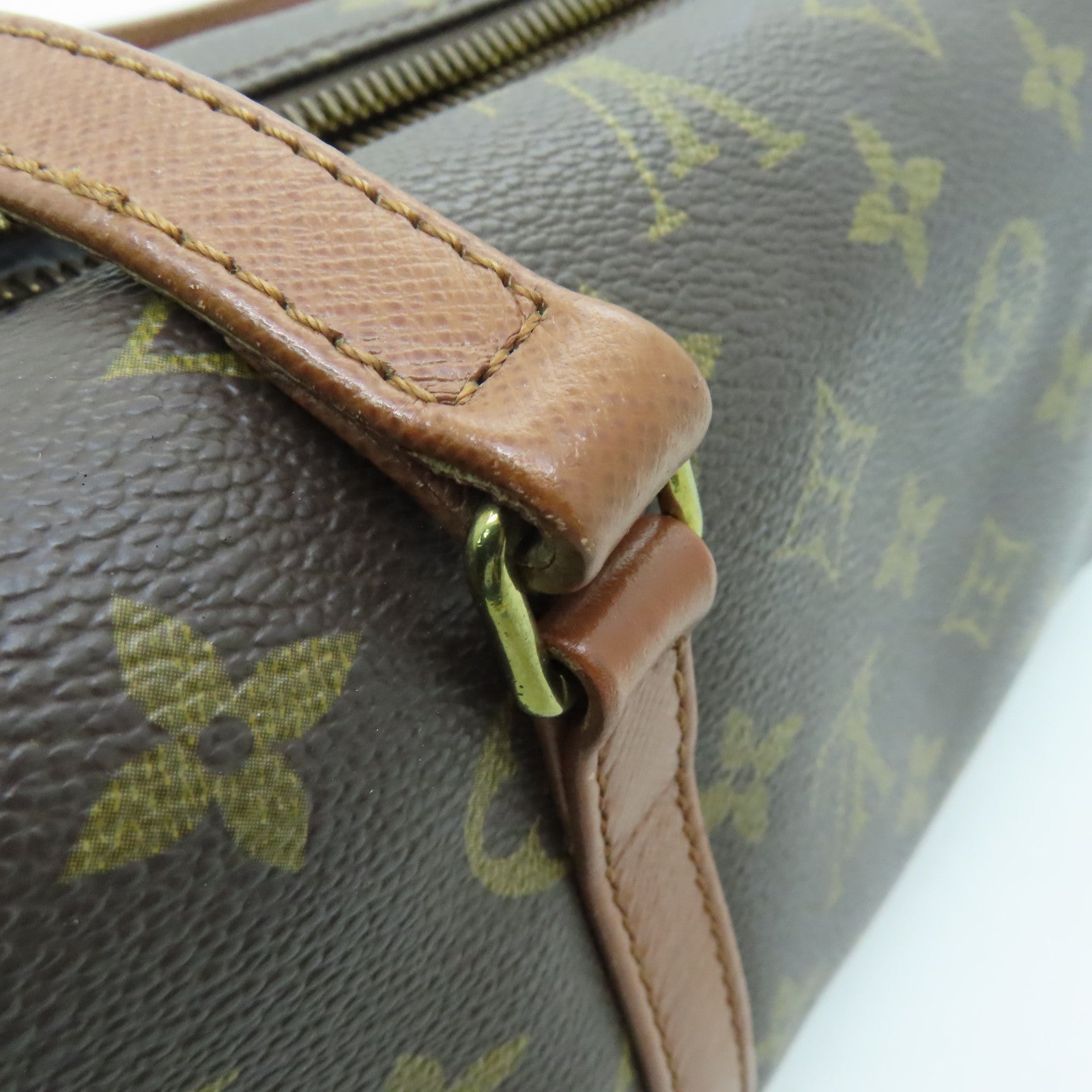 LOUIS VUITTON Monogram Papillon GM Gold Buckle Shoulder Bag Brown
