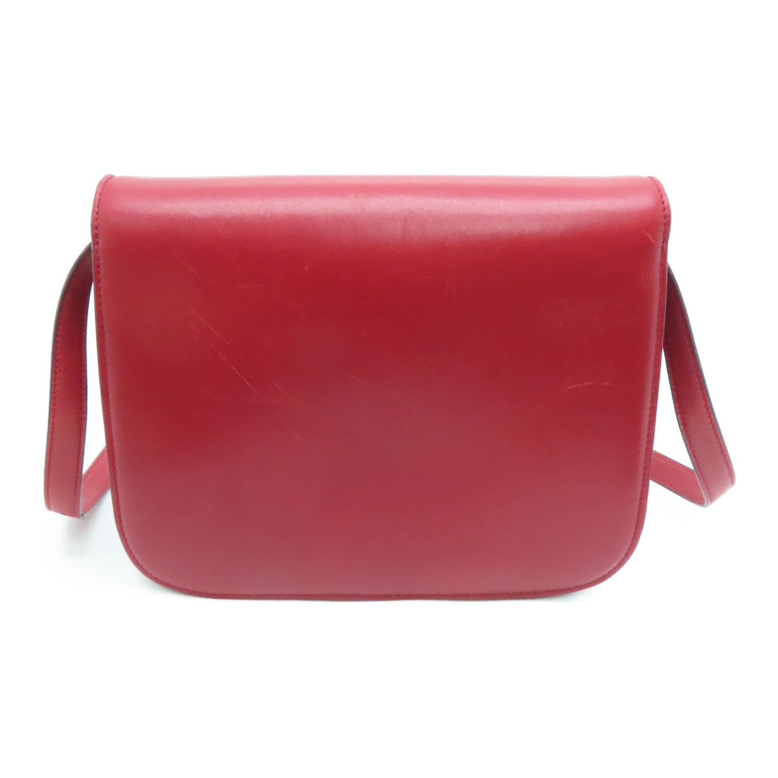 CELINE 【激減優惠】牛皮皮革Box Shoulder Bag金扣肩背袋紅色