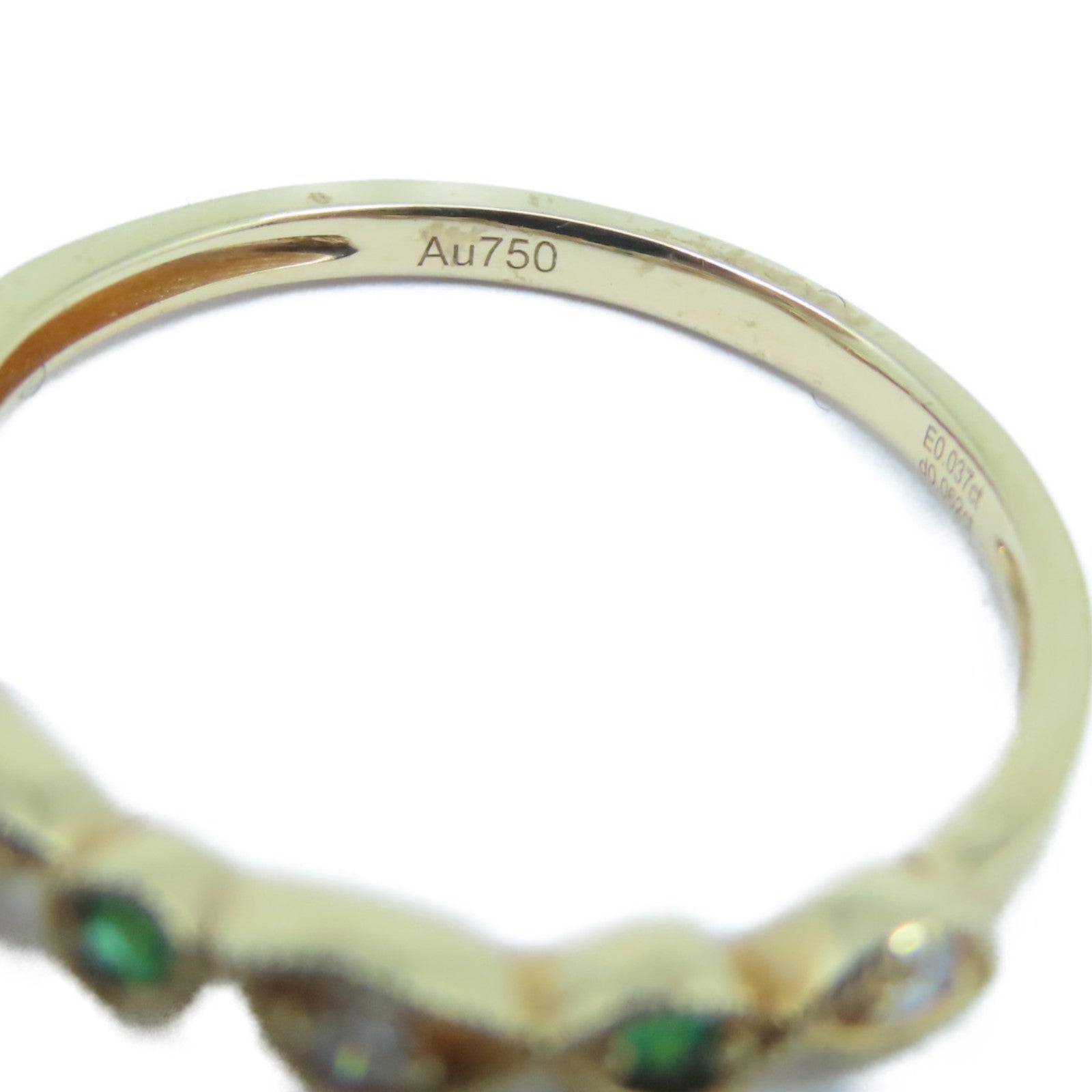 JEWELRY 18K玫瑰金Diamond / Emerald Ring 0.06ct钻石/0.04ct绿宝石戒指US#6