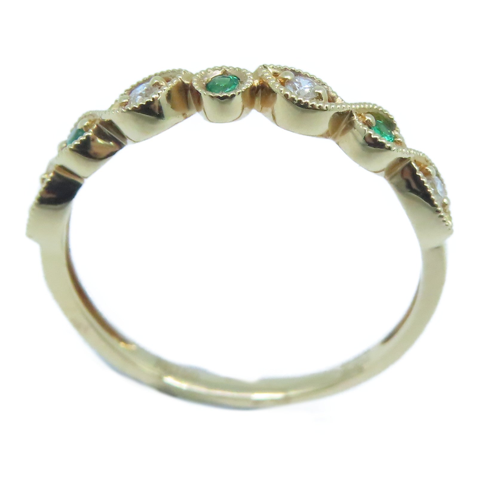 JEWELRY 18K玫瑰金Diamond / Emerald Ring 0.06ct钻石/0.04ct绿宝石戒指US#6