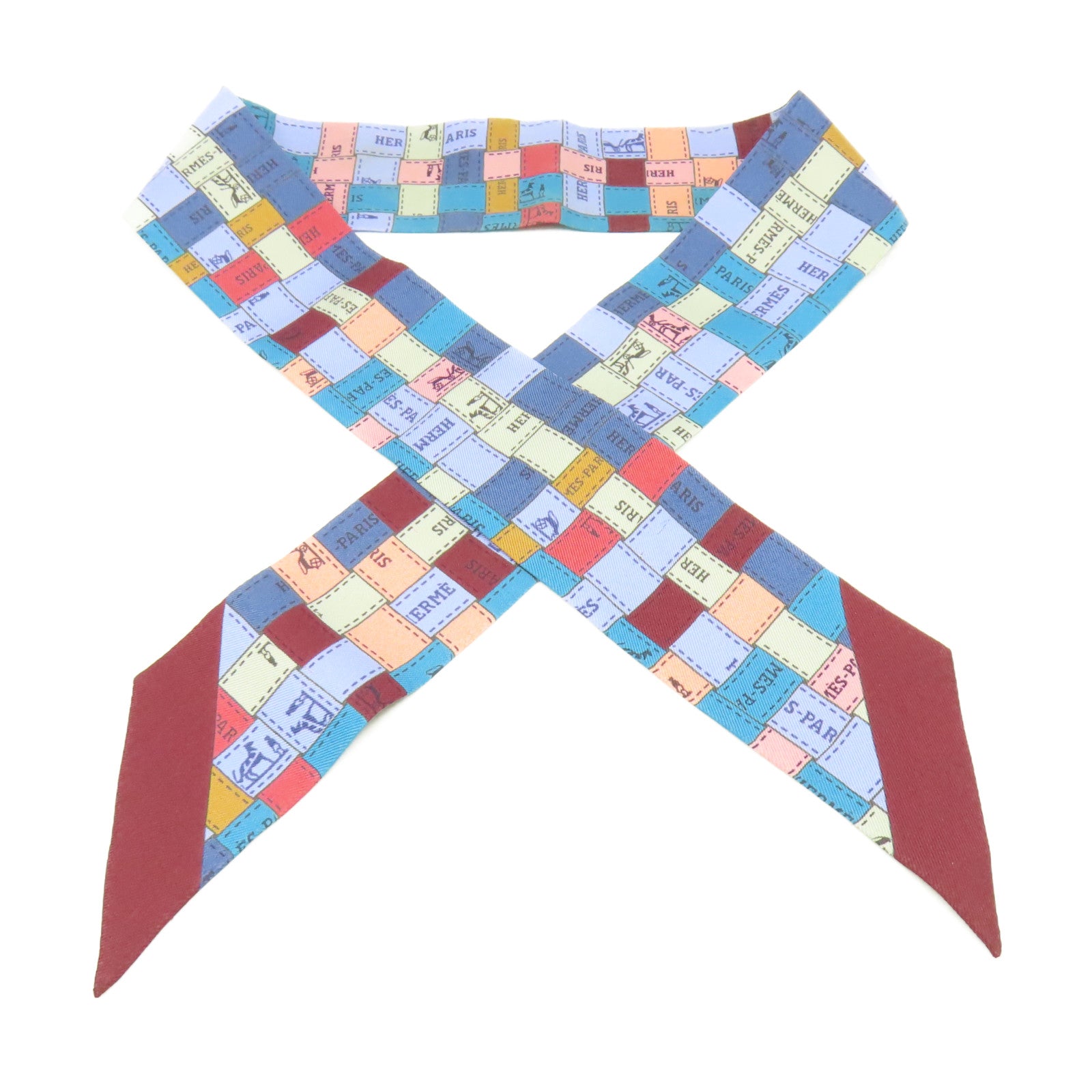 HERMES 【激減優惠】絲質Twilly Scarf絲巾藍色/啡色/粉紅色/彩色