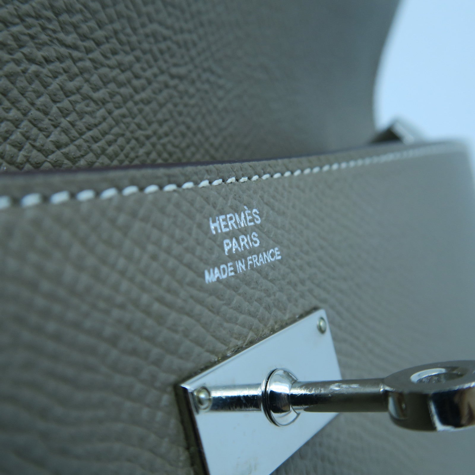 HERMES Epsom皮革Kelly Long Wallet銀扣長錢包大象灰
